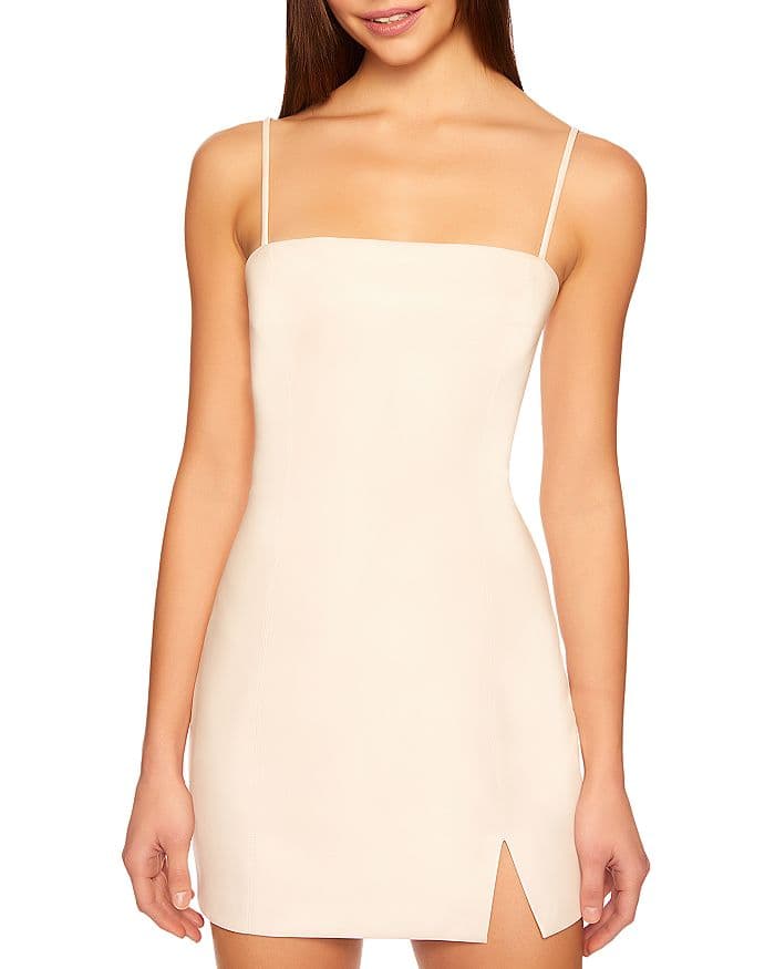 Faux Leather Mini Slit Dress - Image 1