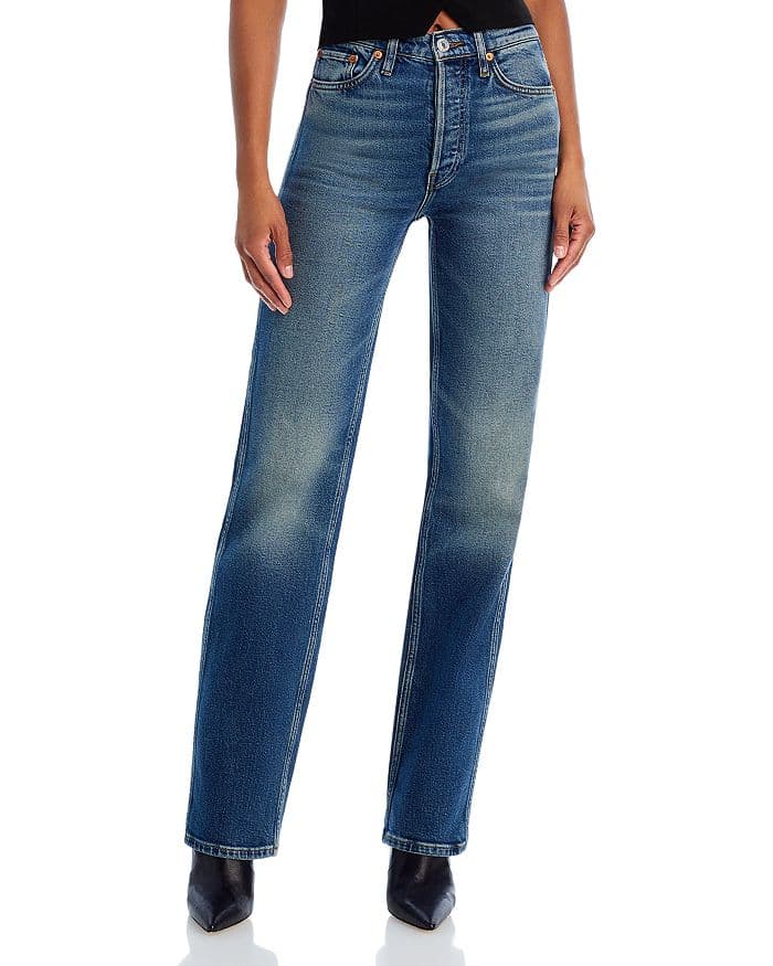 90s High Rise Loose Fit Straight Leg Jeans - Image 1