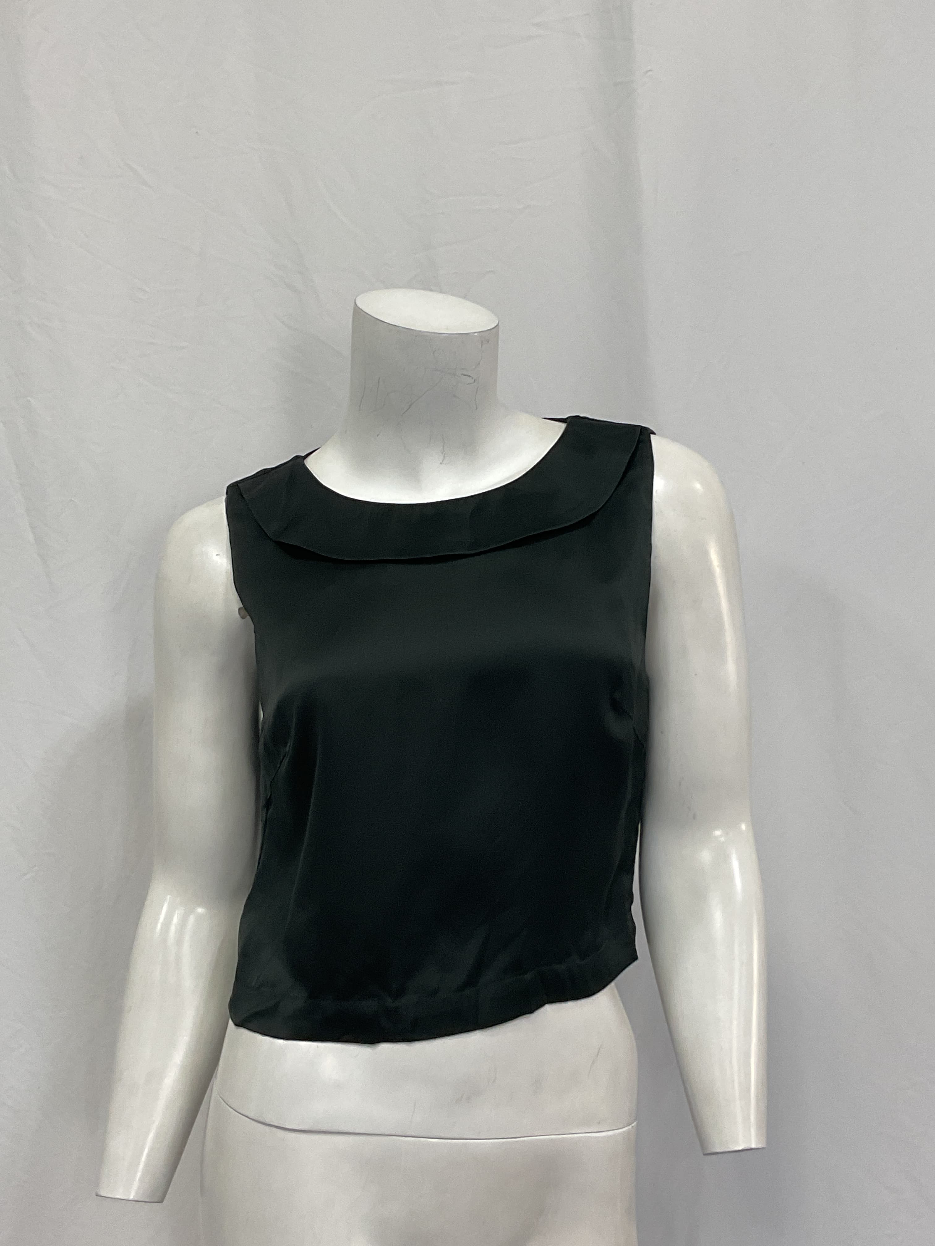 Claudine Black Sleeveless Satin Top - Image 2