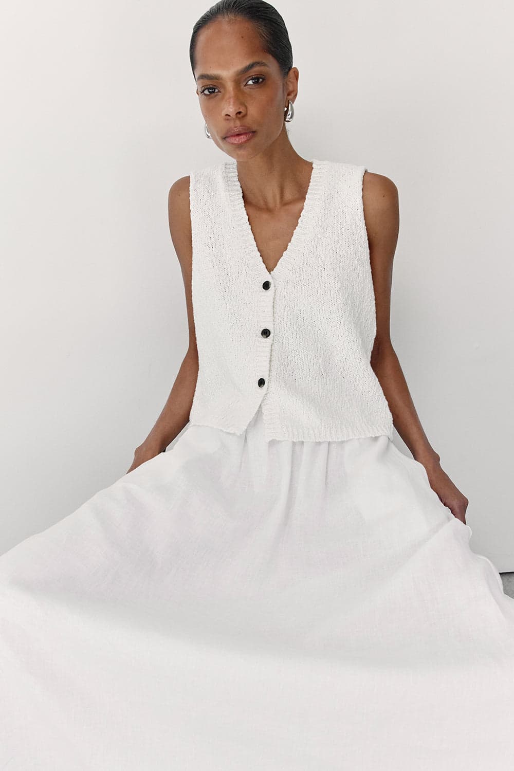 Marlowe Off White Boucle Vest - Image 1