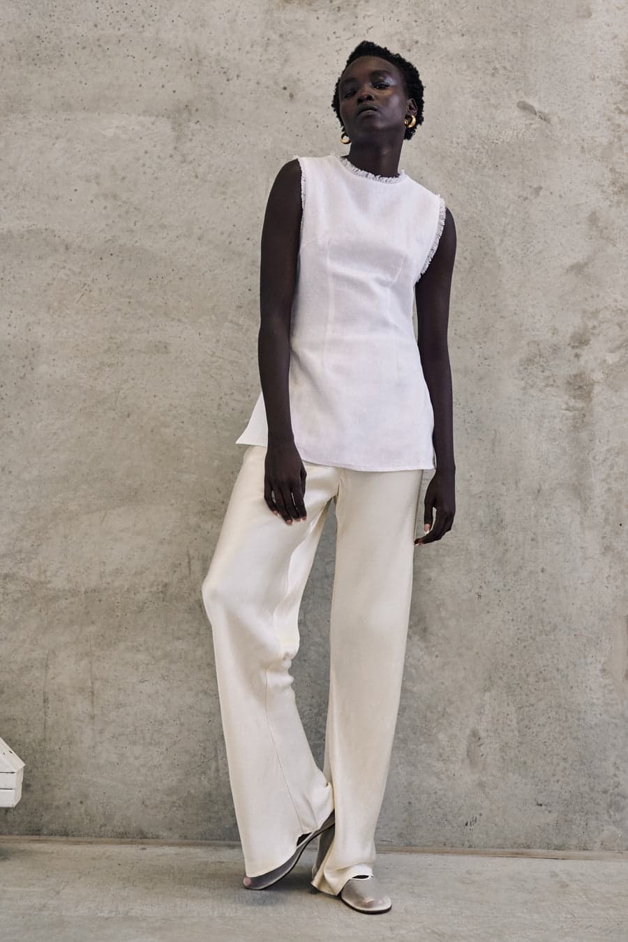 Myka Cream Satin Pant - Image 1