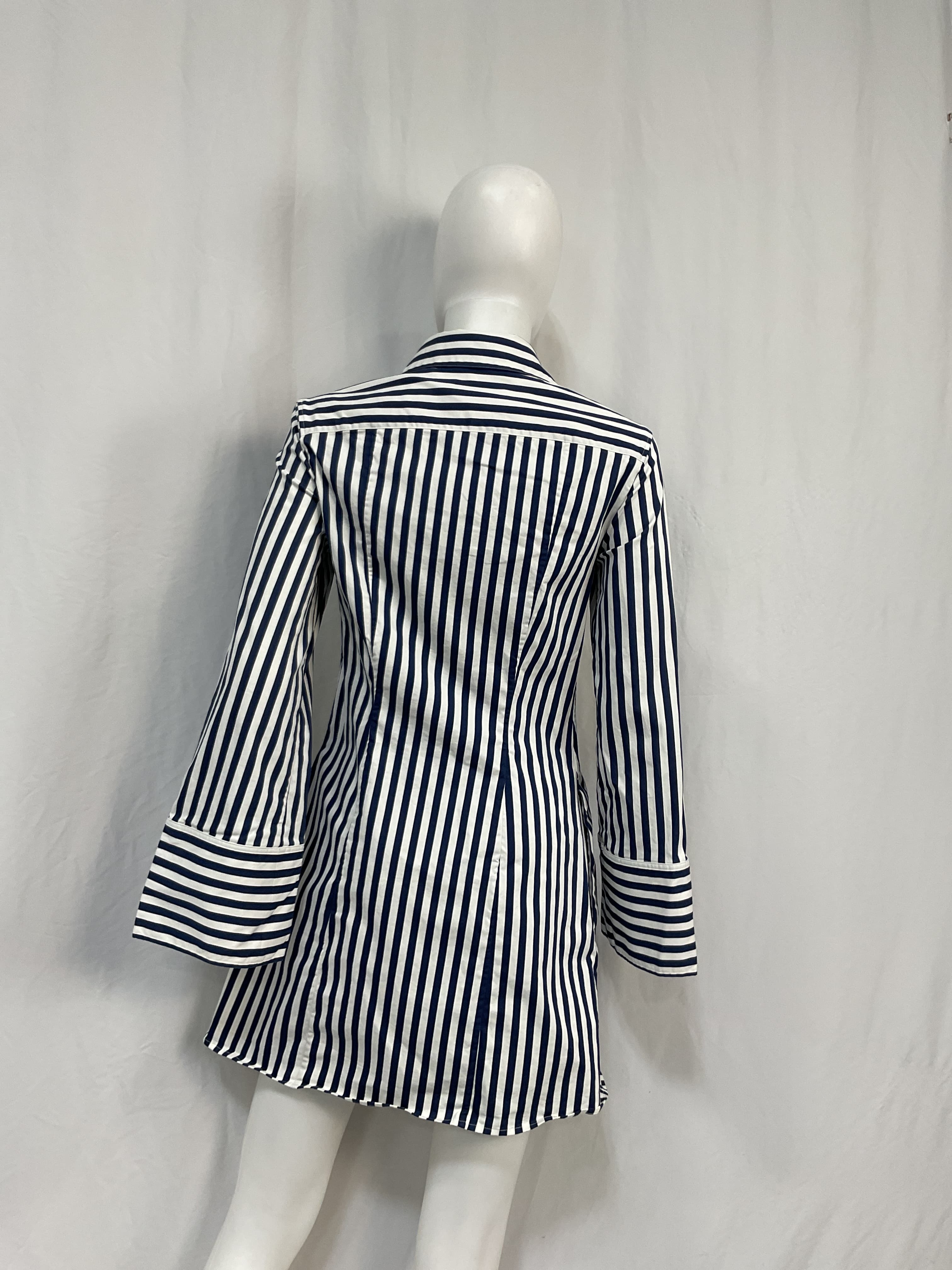 Striped Waisted Mini Shirt Dress - Image 2