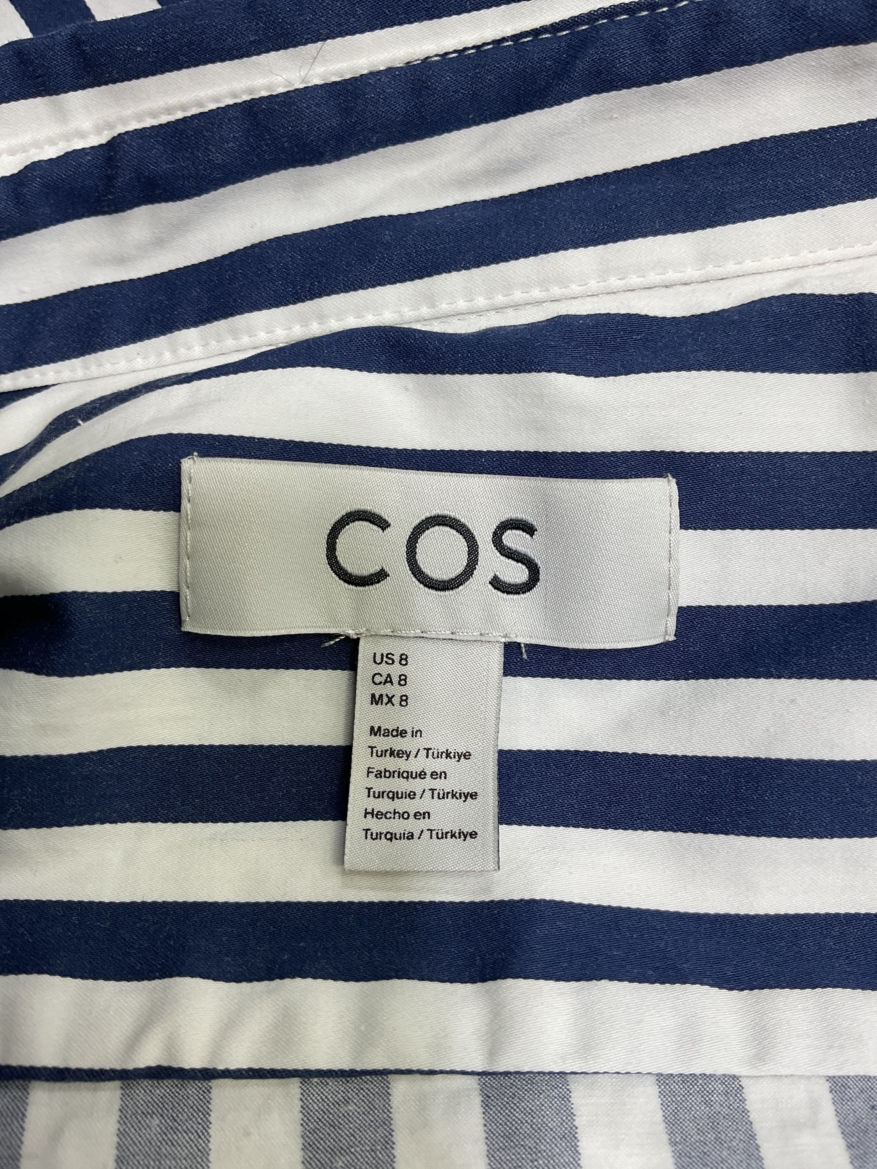 Striped Waisted Mini Shirt Dress - Image 3