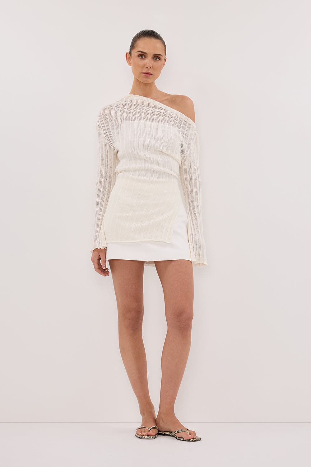 Bowie Ivory Long Sleeve Knit Top - Image 1