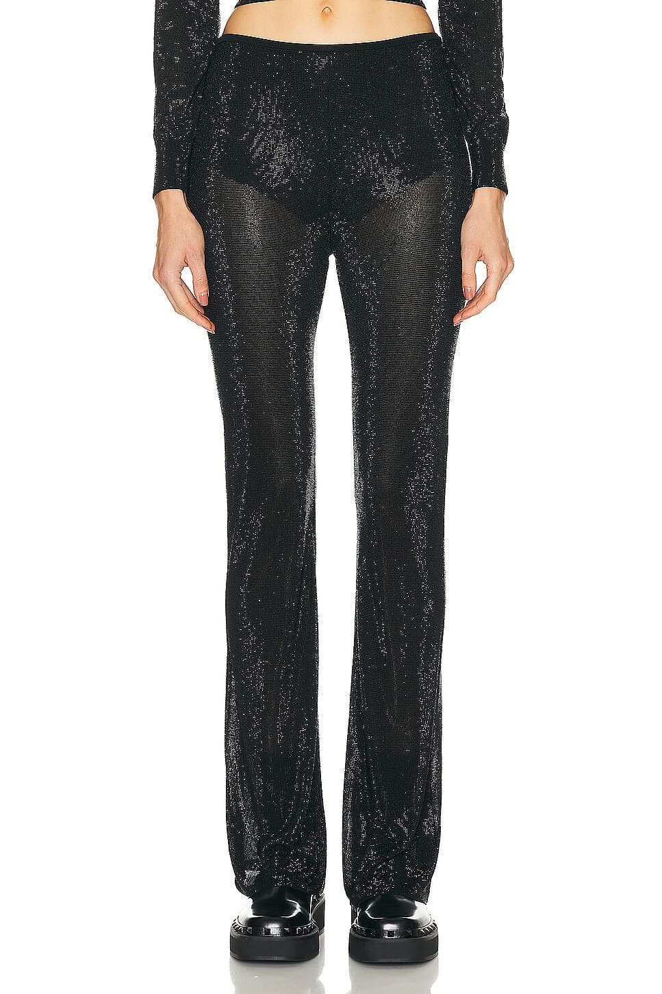Sheer Boot Leg Pant With Clear Bead Hotfix - Image 1