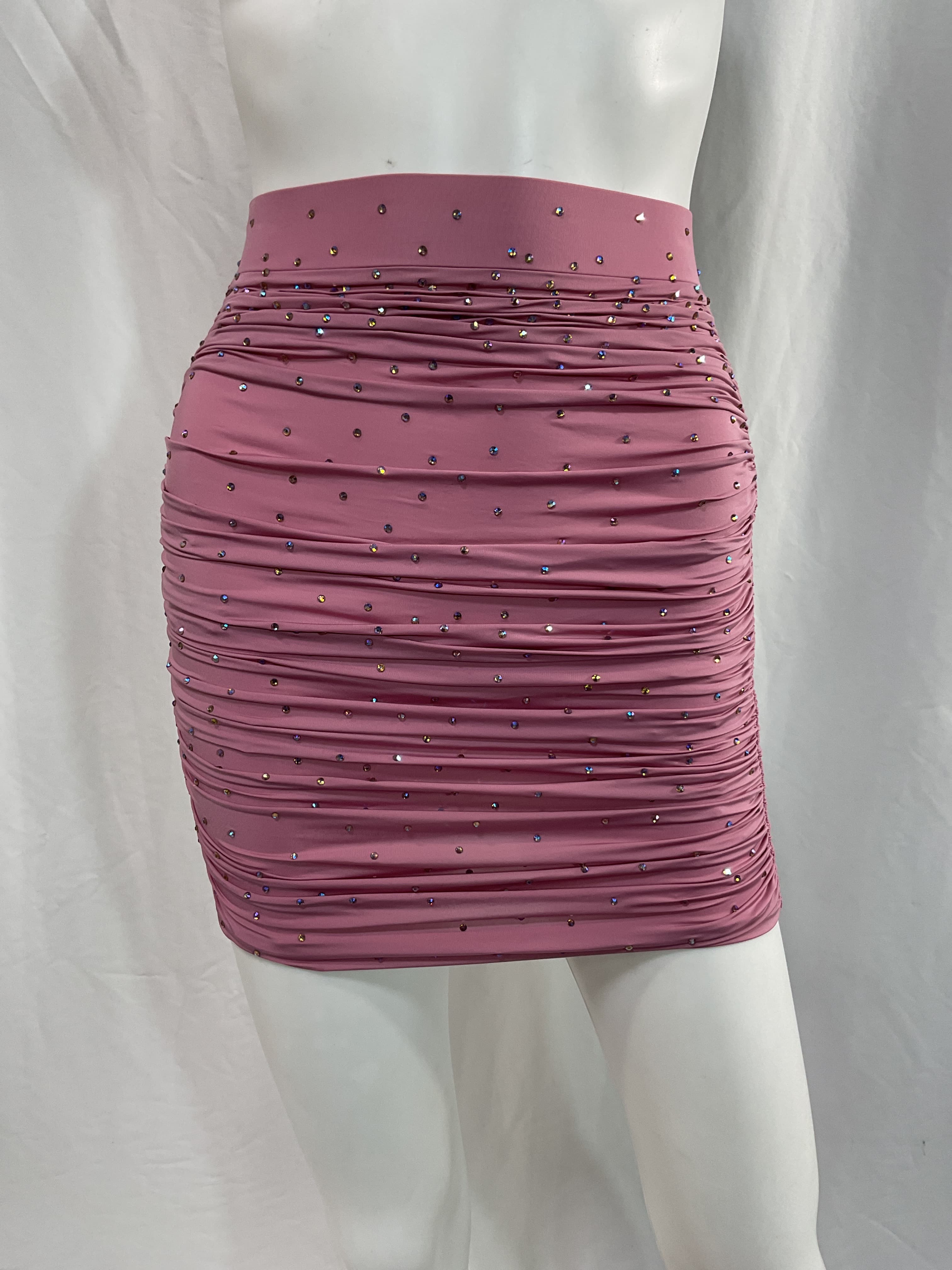 Benson Ruched Mini Skirt In Rose - Image 2