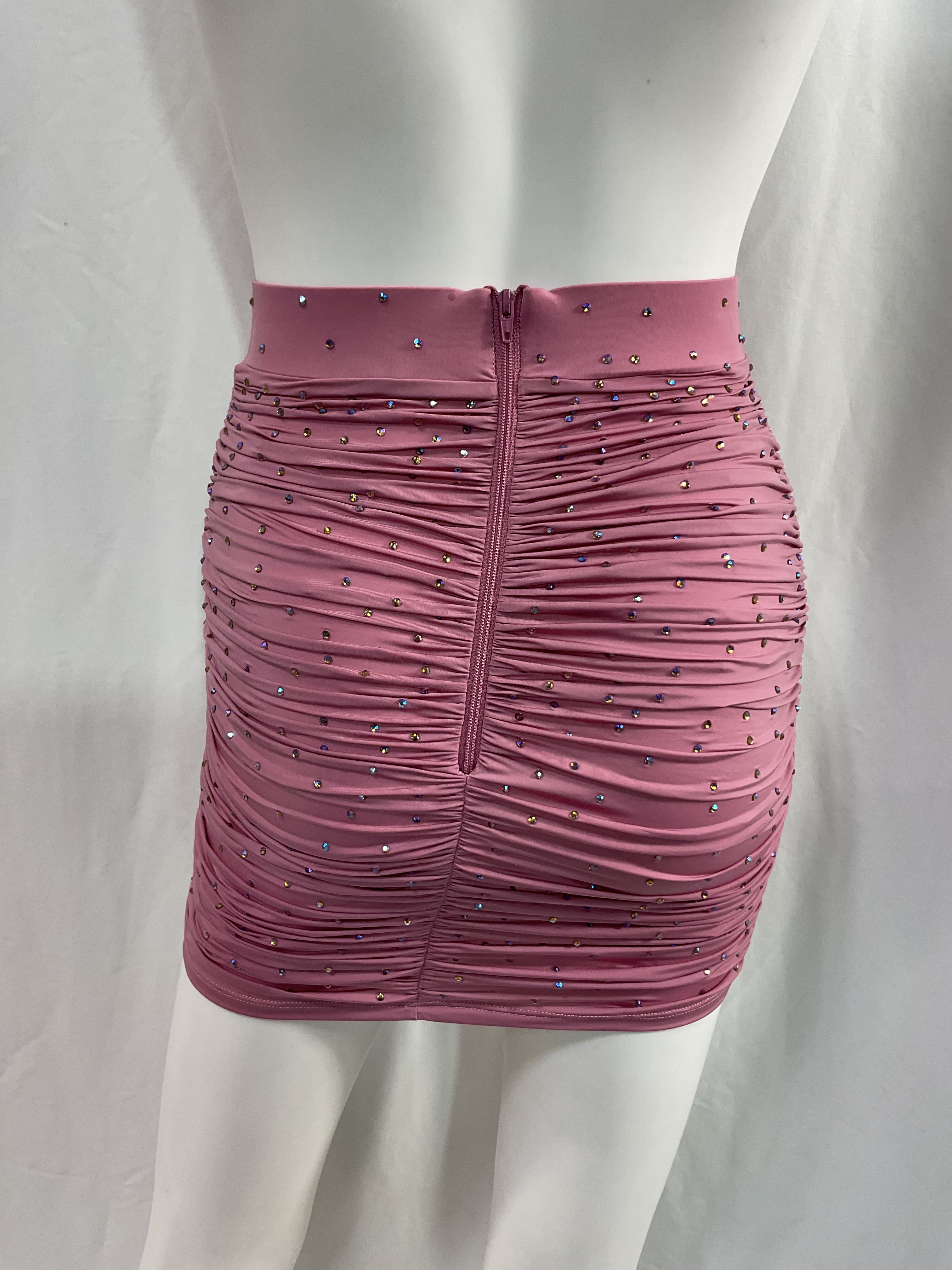 Benson Ruched Mini Skirt In Rose - Image 3