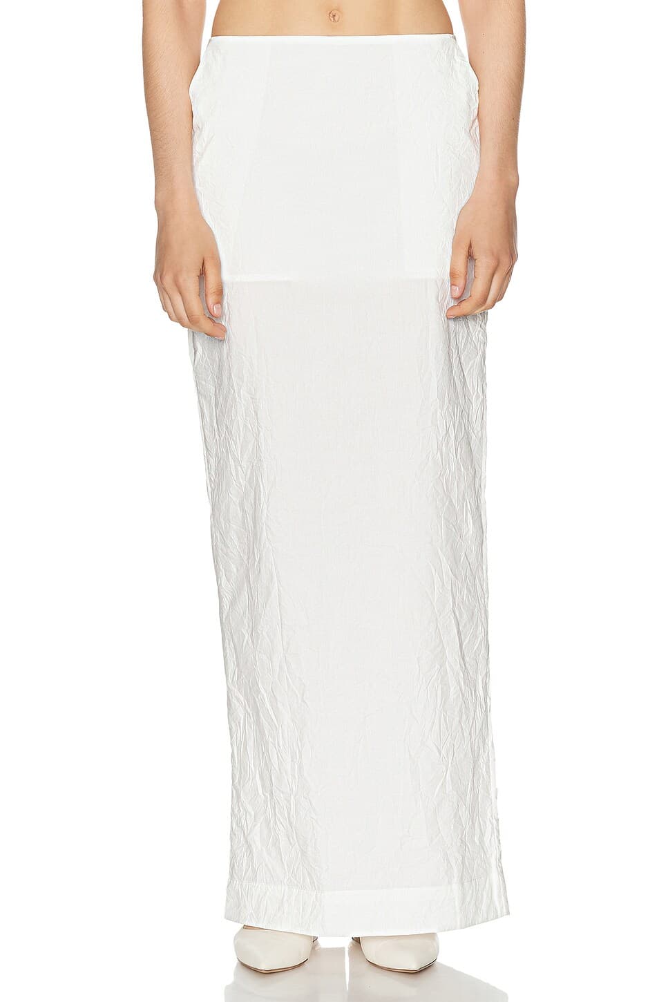 Crinkle Maxi Skirt In White - Image 1