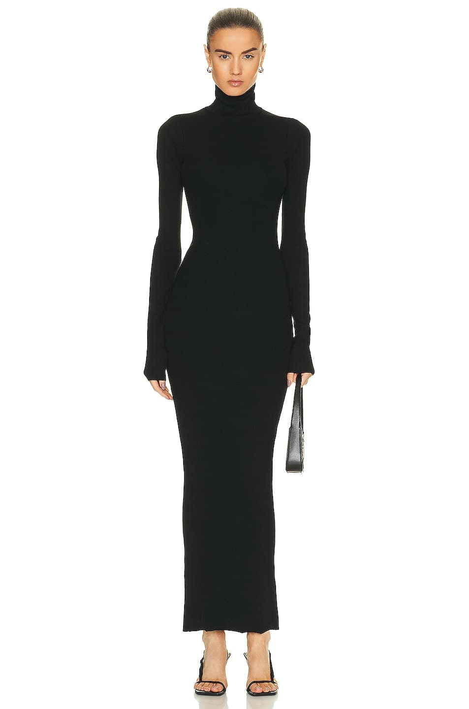 Long Sleeve Turtleneck Maxi Dress In Black - Image 1