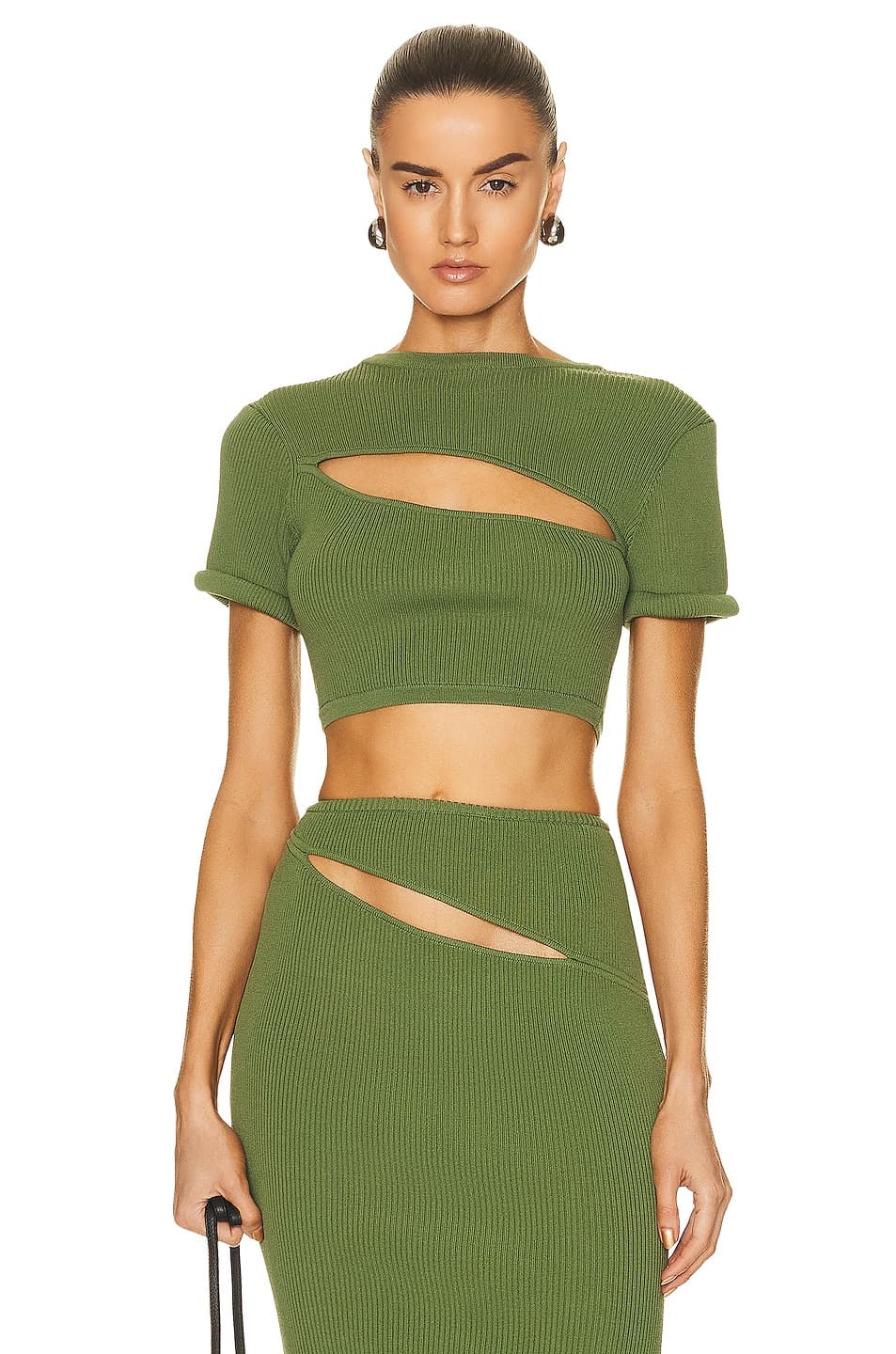 Slashed Crop Tee In Vert Green - Image 1