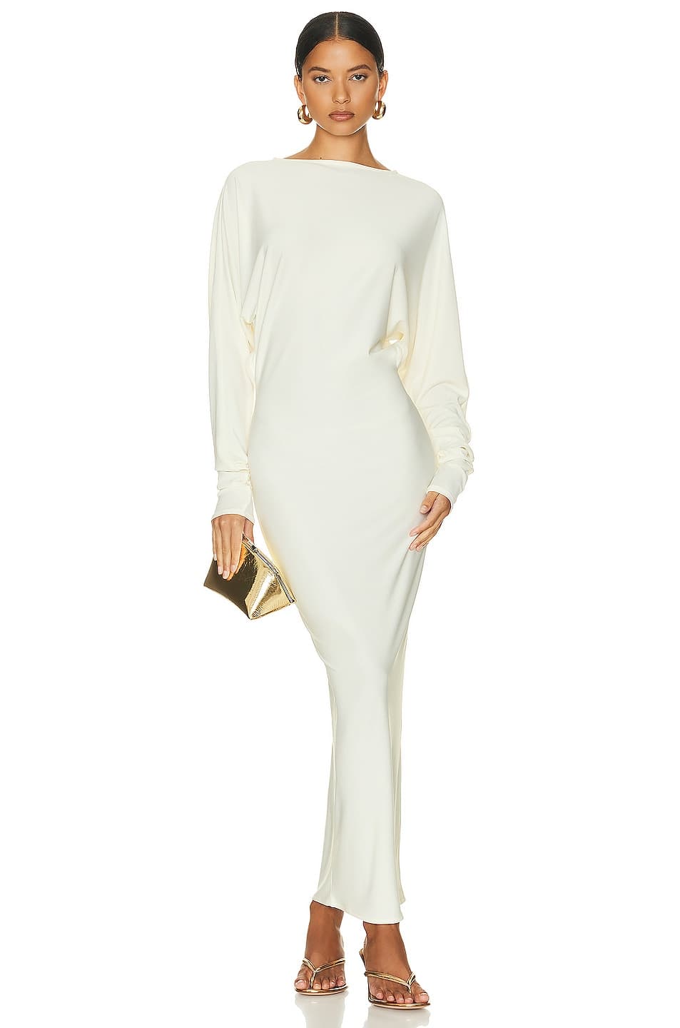Matte Jersey Open Back Dress In Ivory - Image 1