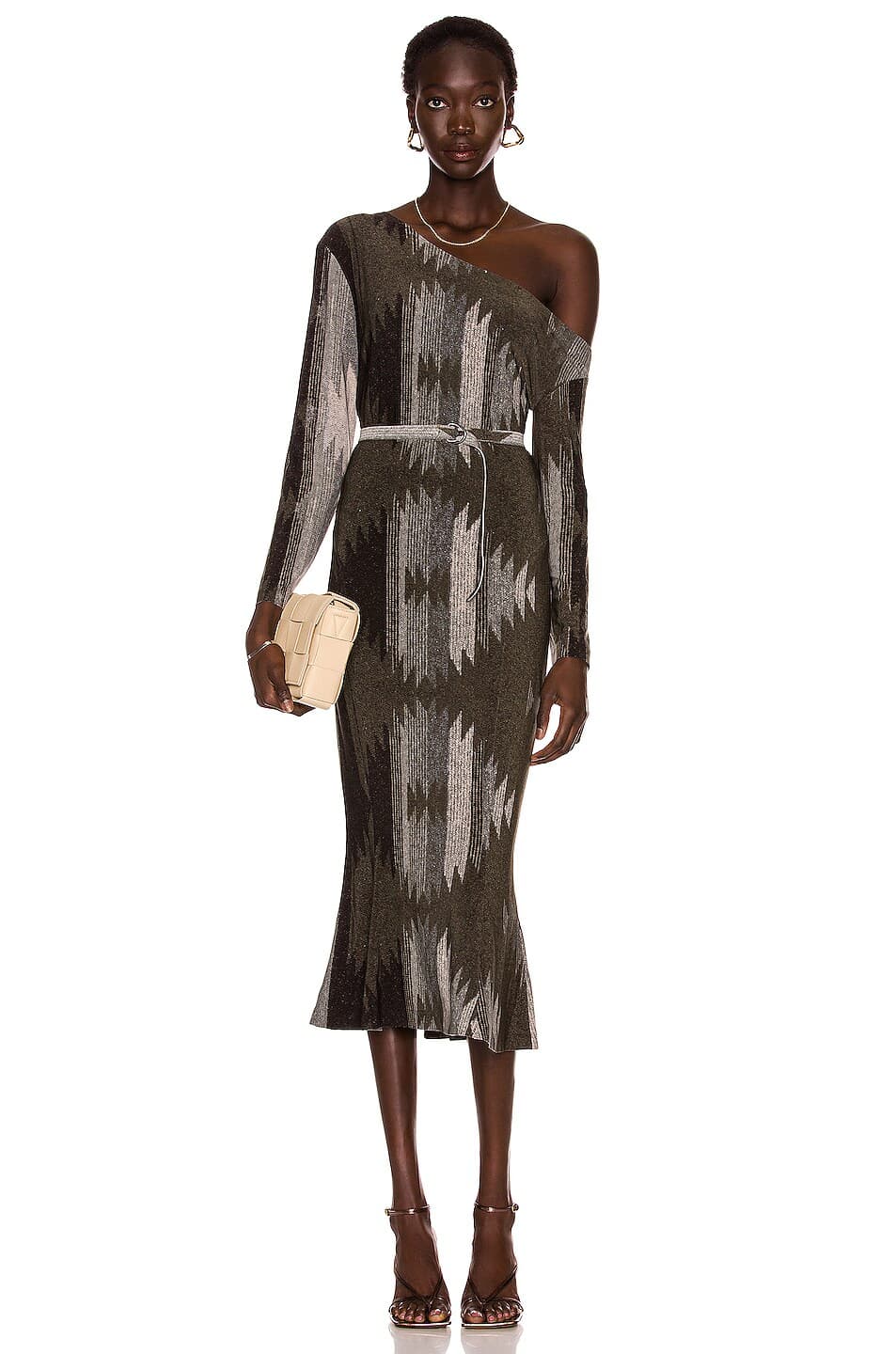 Long Sleeve Drop Shoulder Fishtail Dress - Image 1
