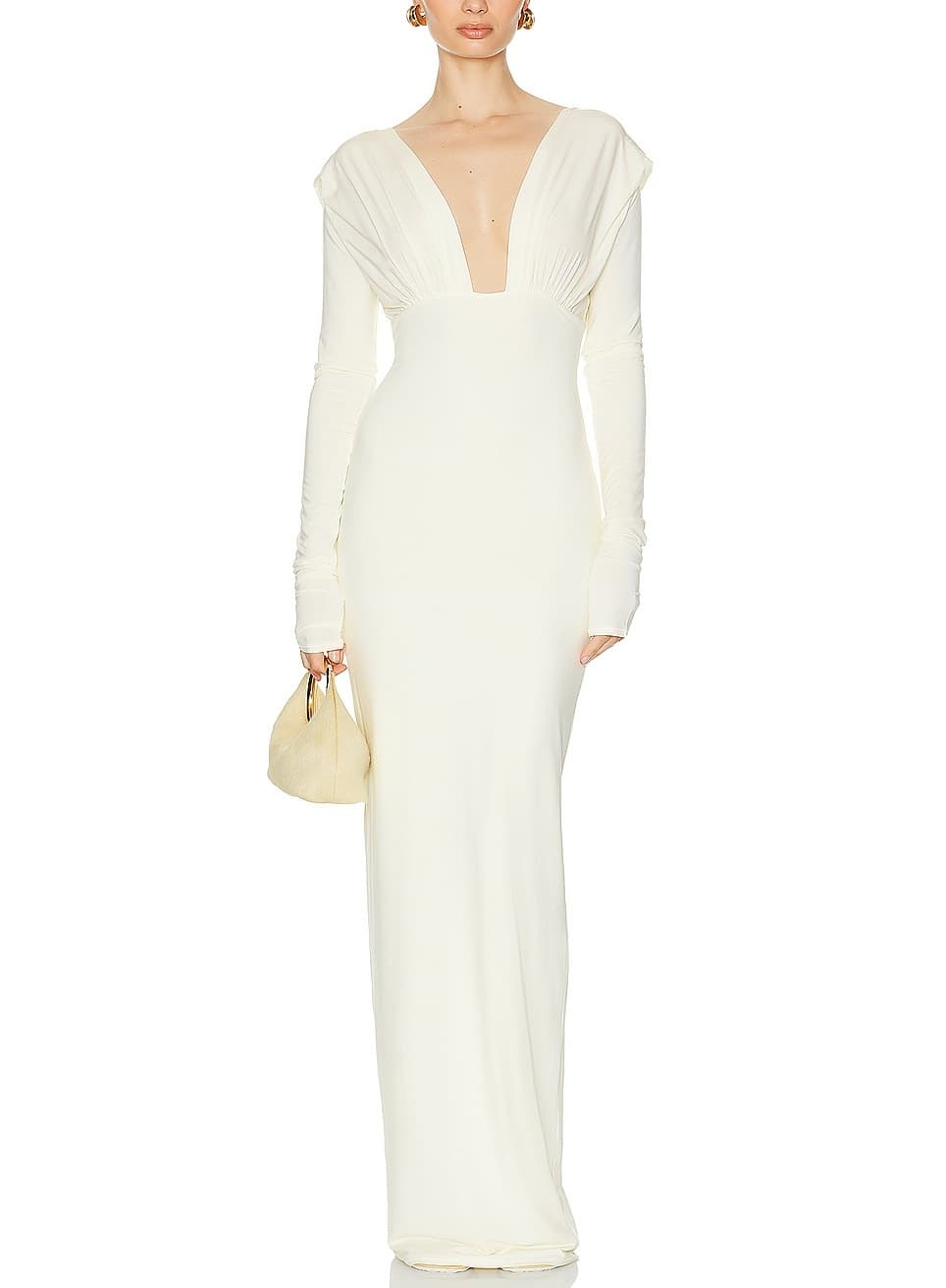 Jersey Deep V Maxi Dress In Sunlight Yellow - Image 1