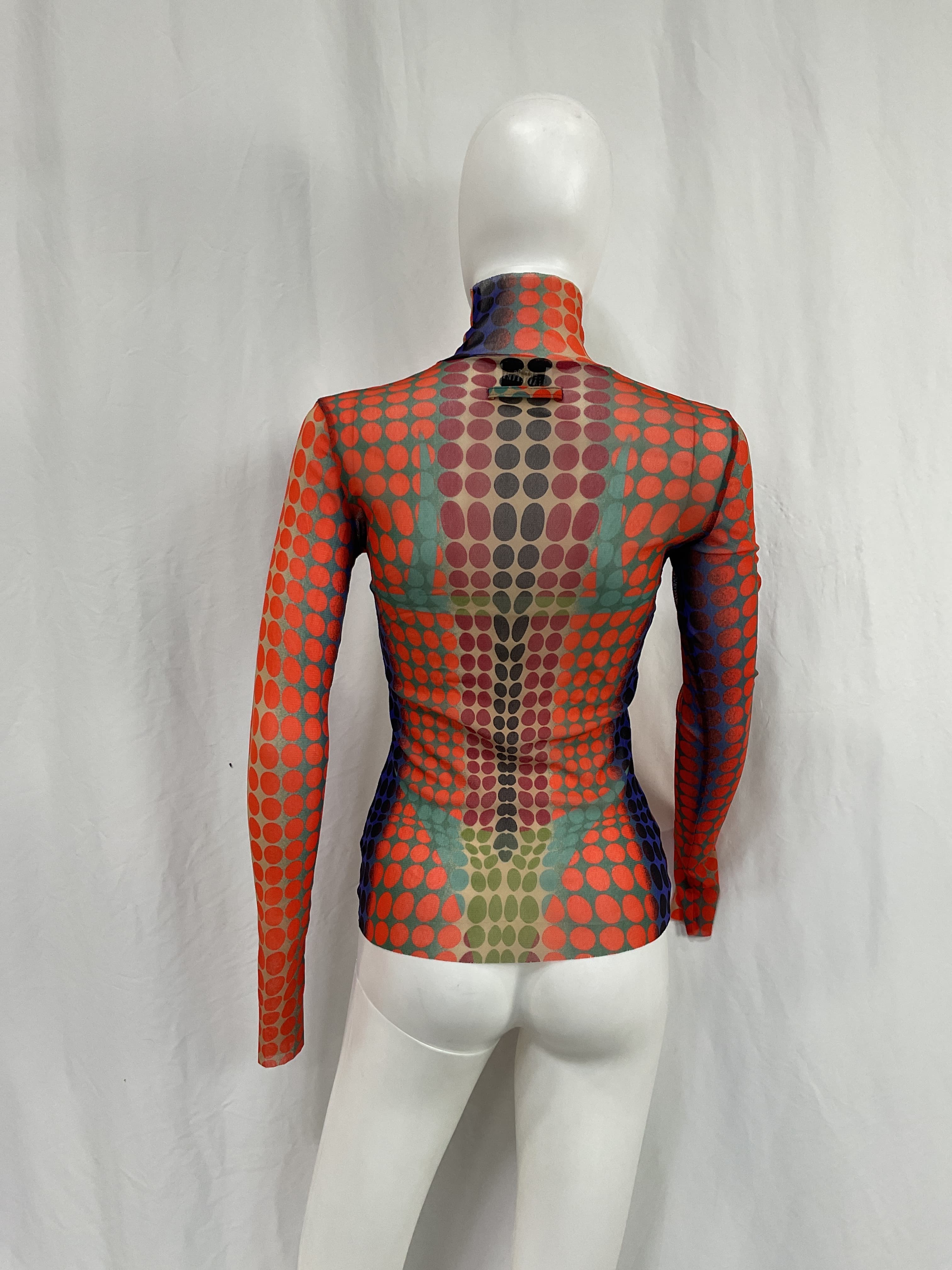 High Neck Long Sleeve Top In Purple, Orange, & Green - Image 2