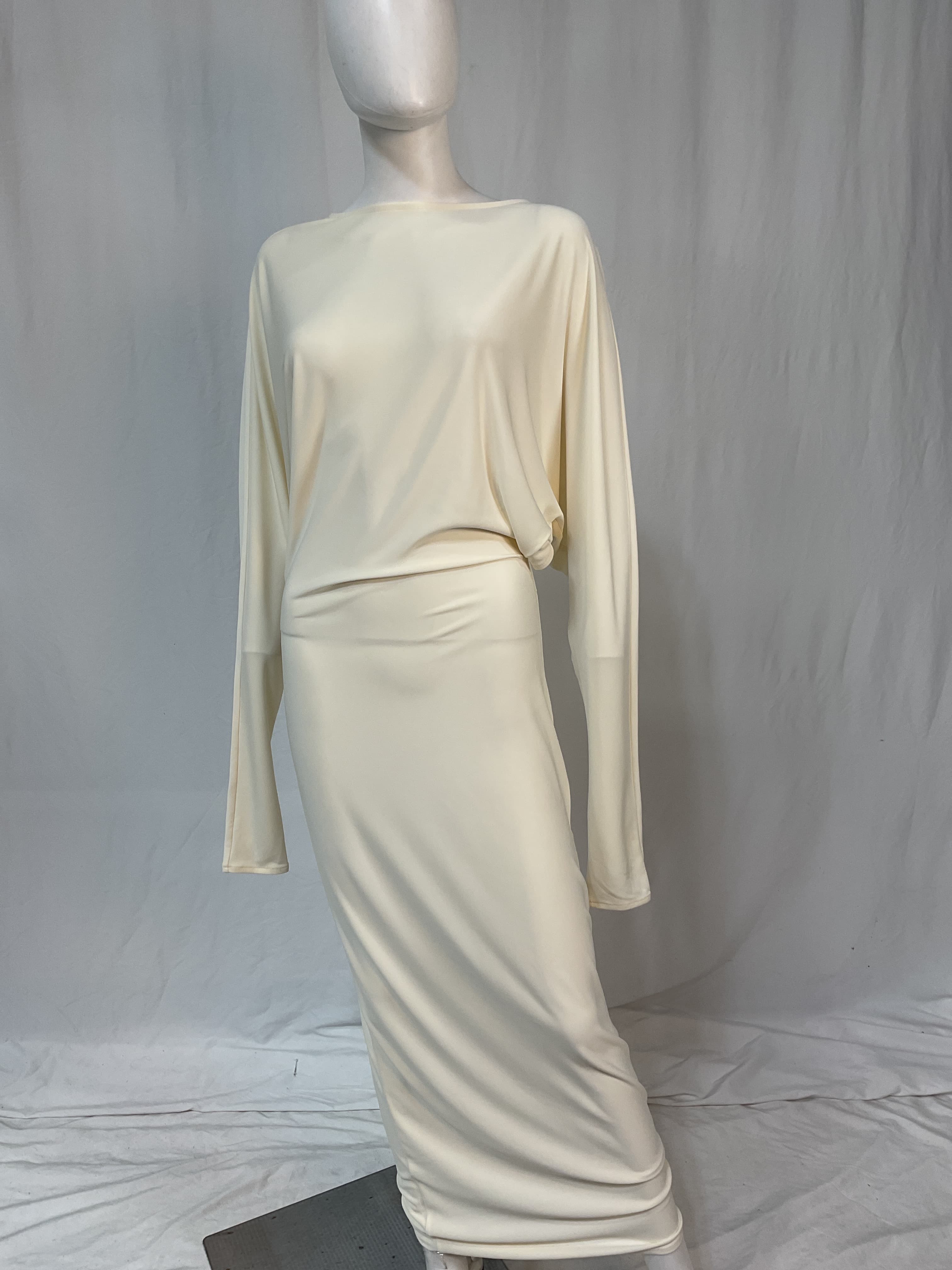 Matte Jersey Open Back Dress In Ivory - Image 2