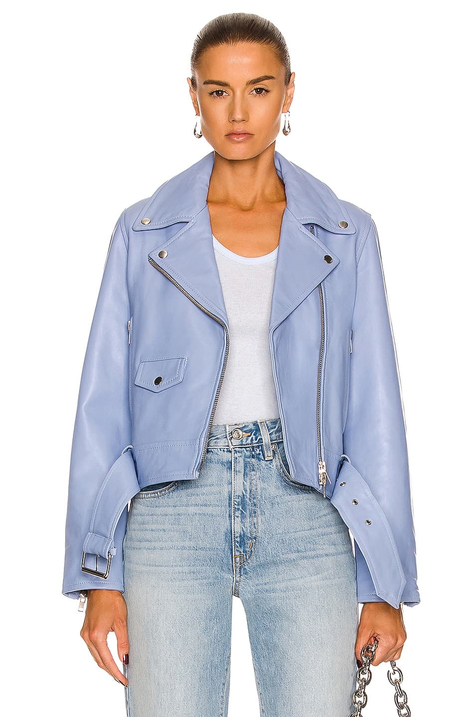 Esmerelda Biker Jacket In Bright Blue - Image 1