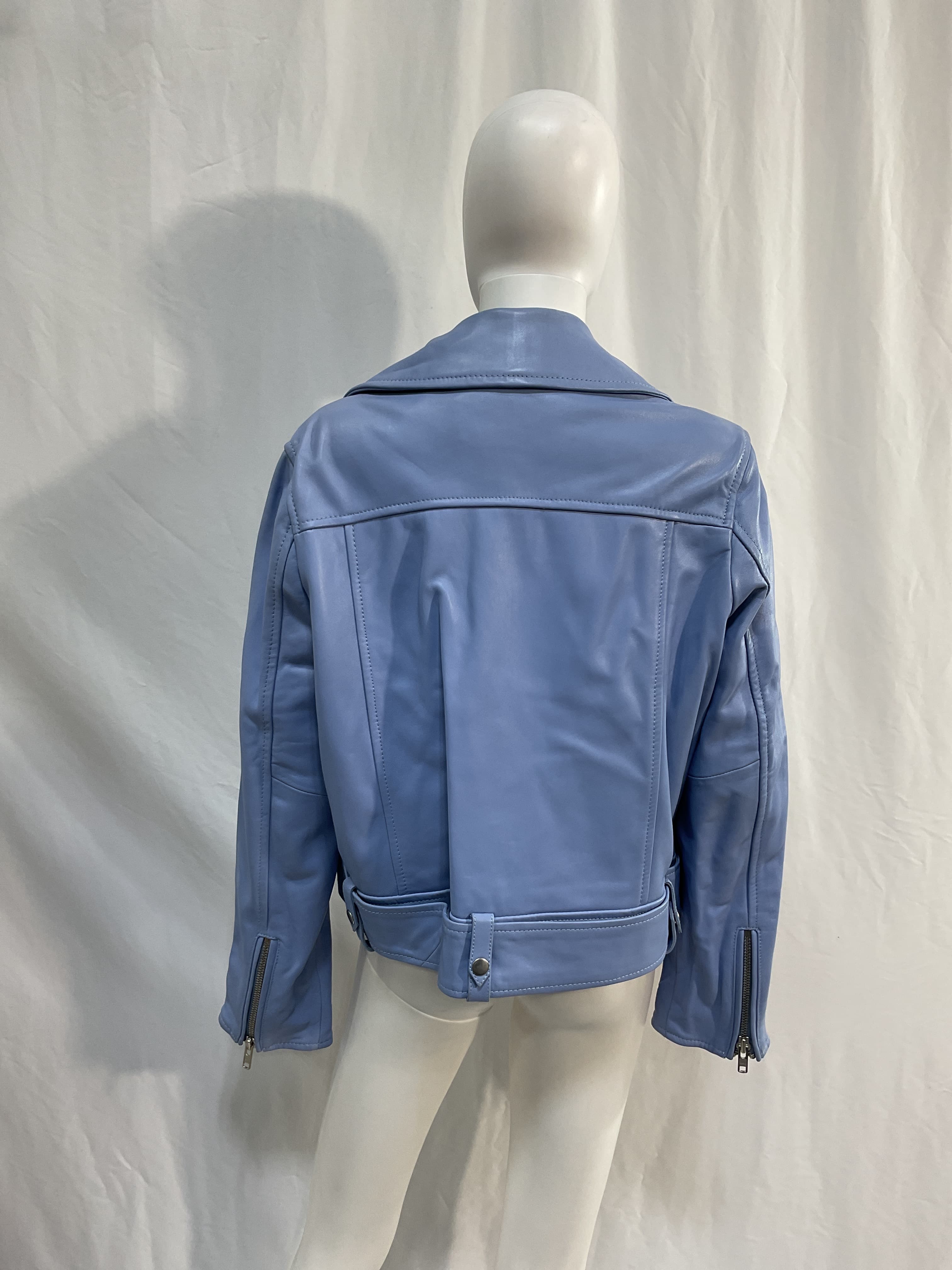 Esmerelda Biker Jacket In Bright Blue - Image 3