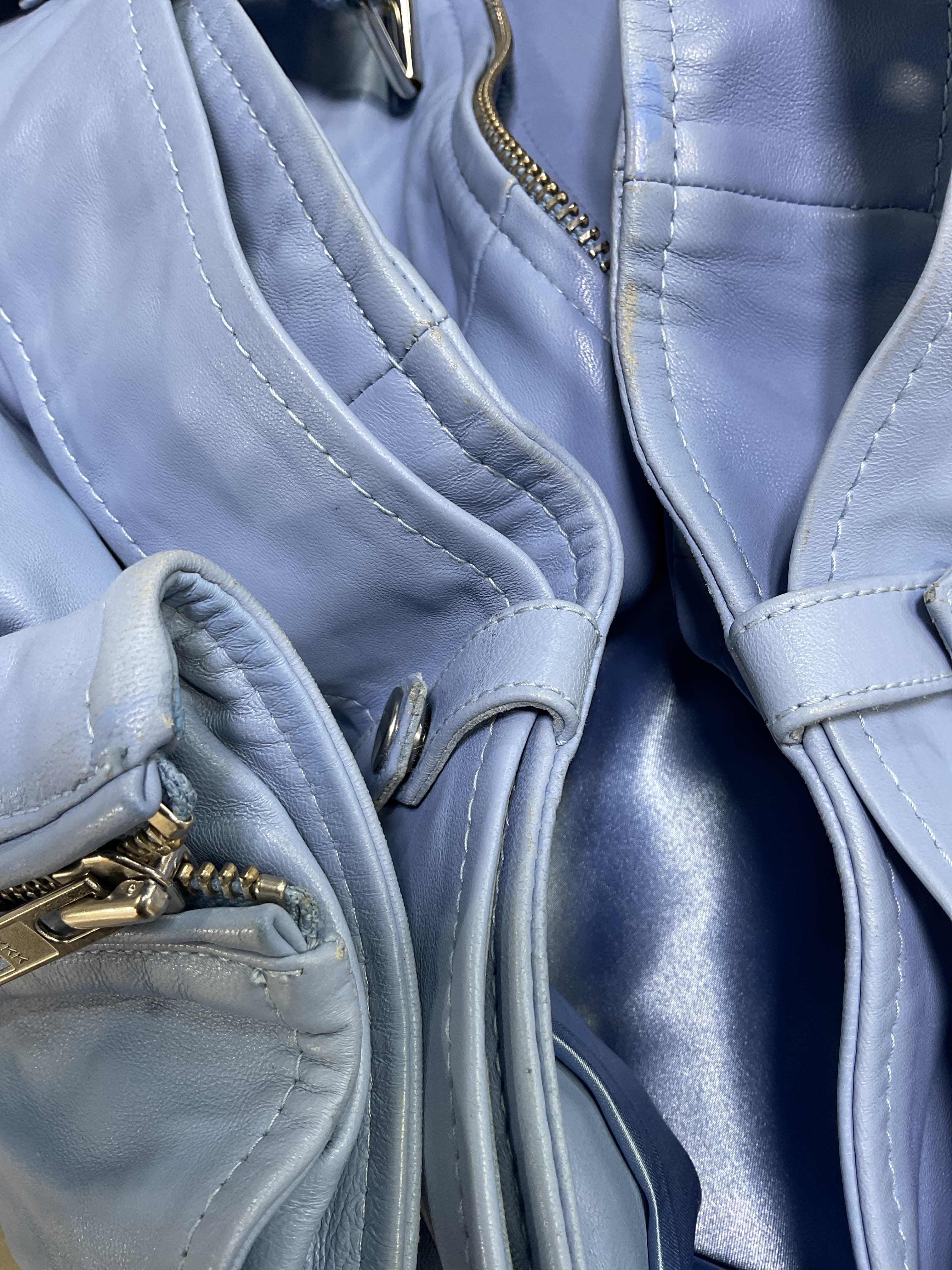 Esmerelda Biker Jacket In Bright Blue - Image 4