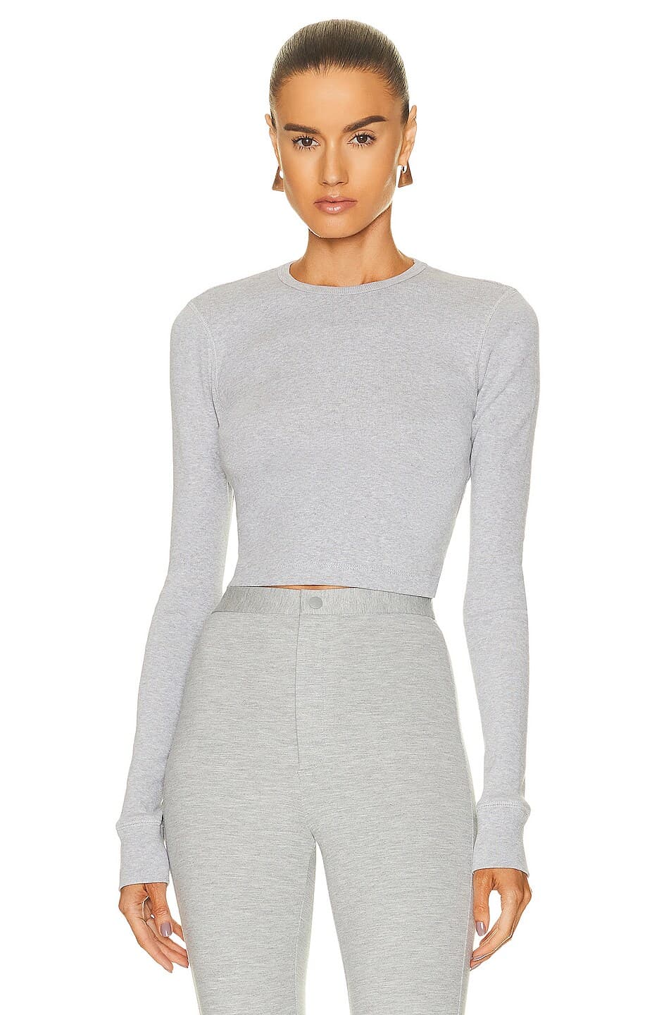Wardrobe.nyc X Hailey Bieber Hb Long Sleeve Tee In Grey Marl - Image 1