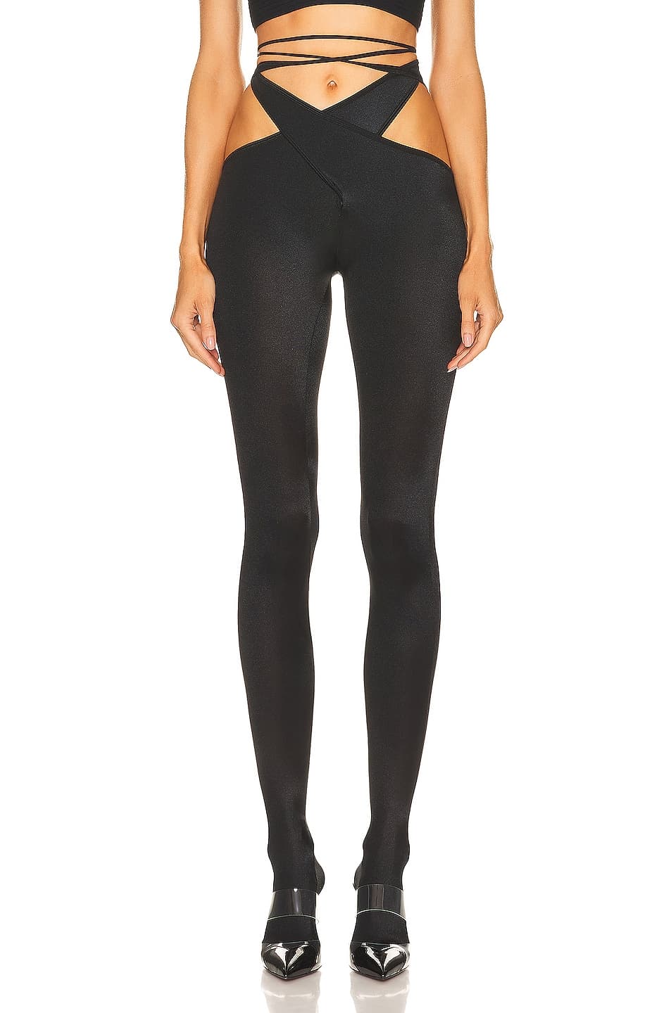 Wolford X Mugler Cut Out Lace-Up Tight In Black - Image 1