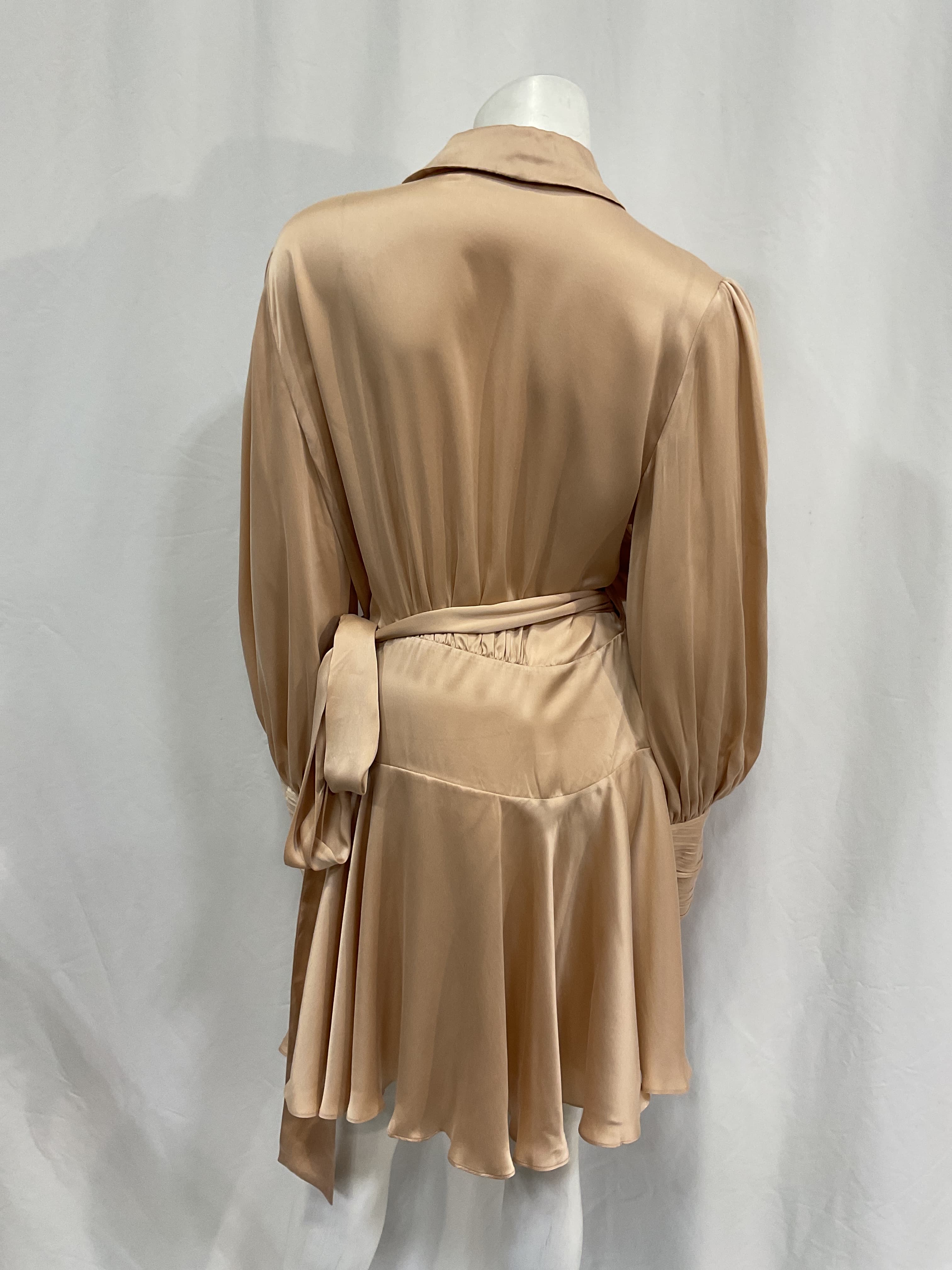 Silk Wrap Mini Dress In Creme - Image 2