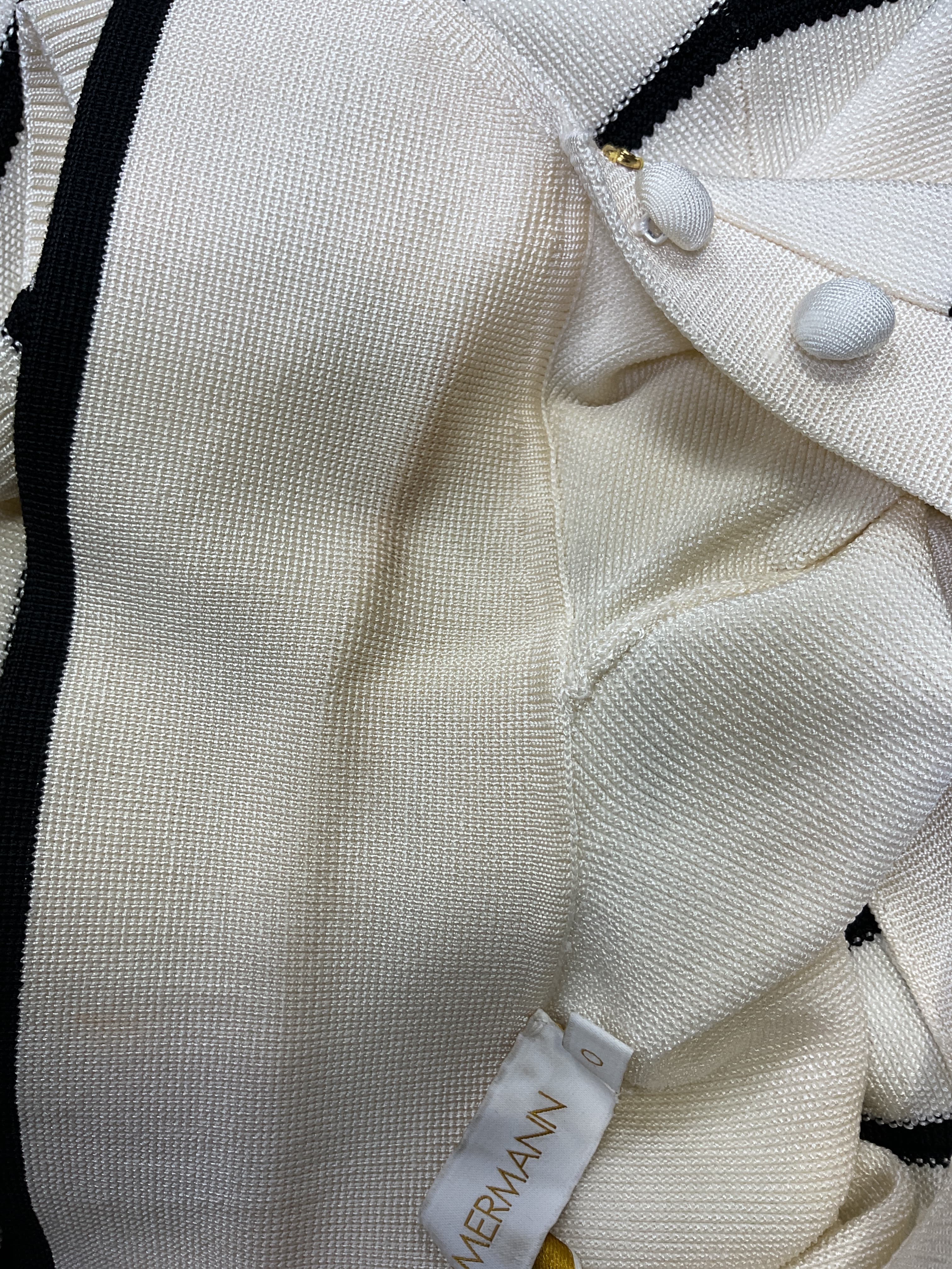 Matchmaker Knit Stripe Polo Top In Cream & Black - Image 2