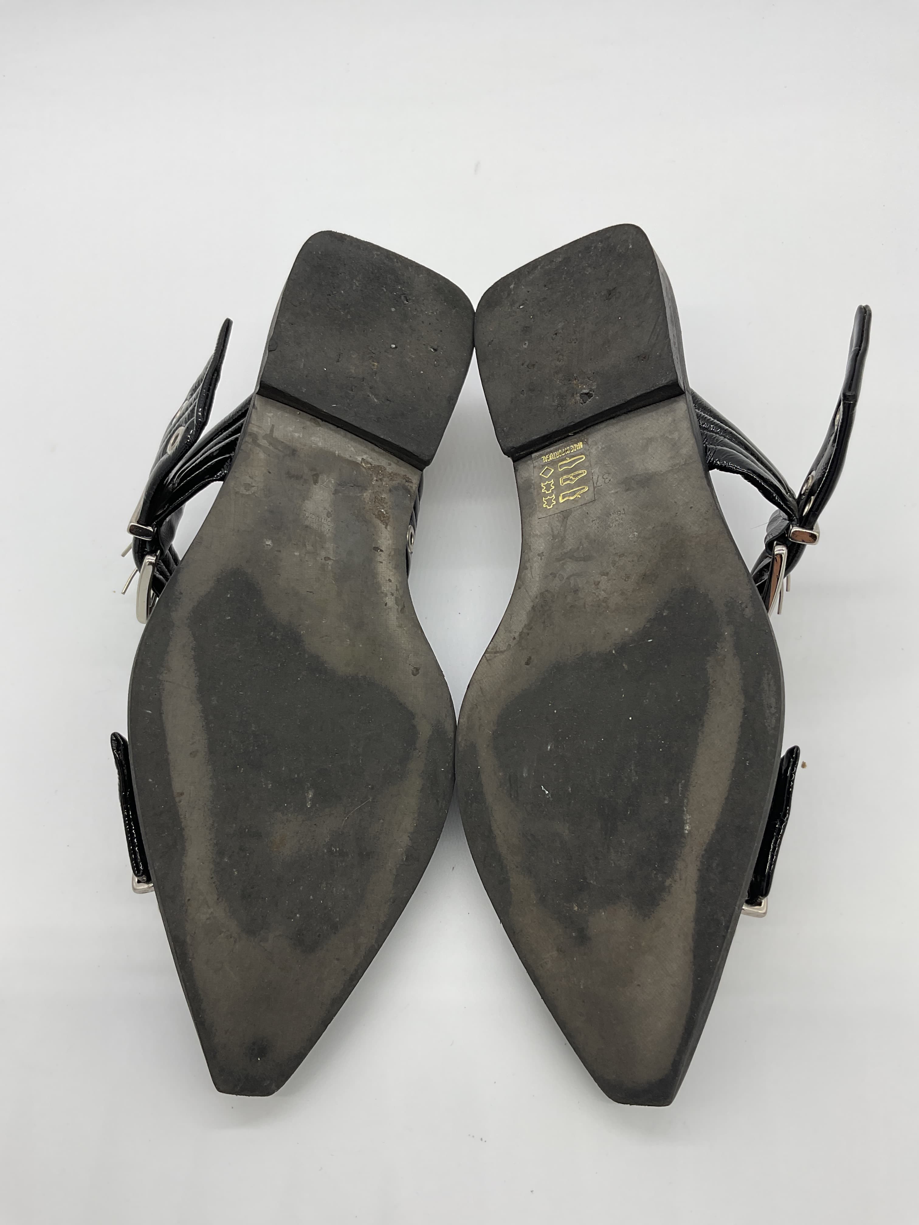 Red Wide Welt Buckle Ballerinas - Image 4