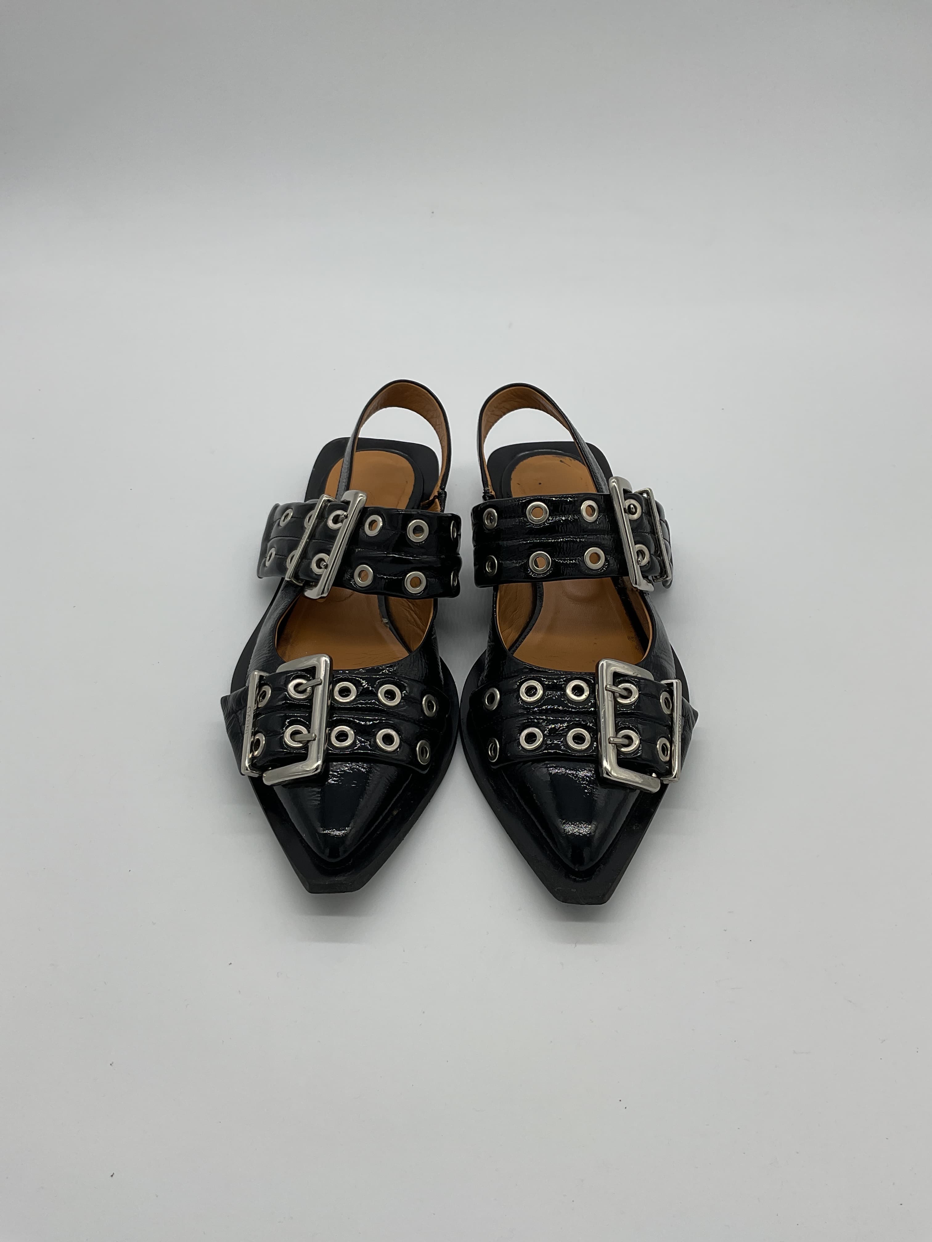 Red Wide Welt Buckle Ballerinas - Image 3