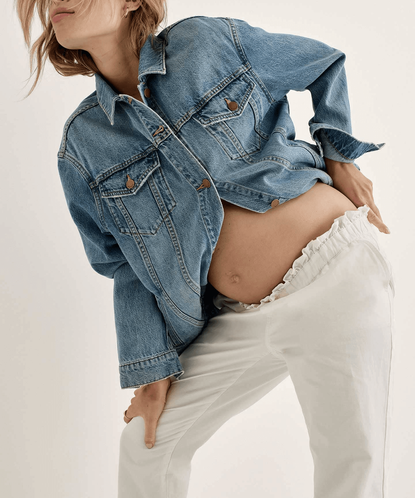 The Classic Maternity Jean Jacket - Image 1