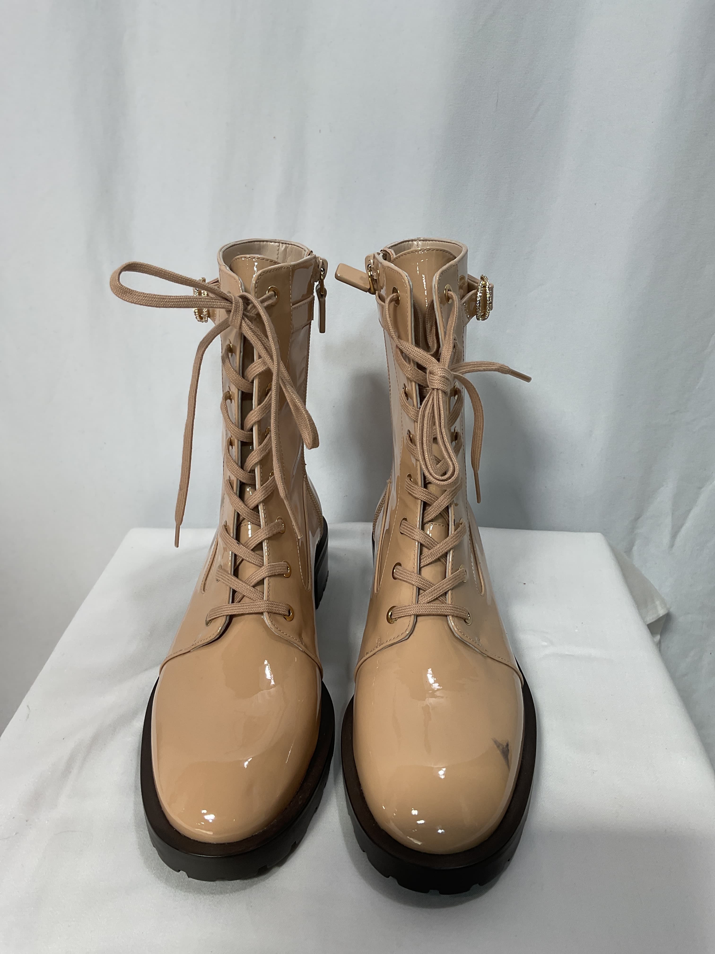 Crystal Buckle Lace-Up Patent Boot - Image 4