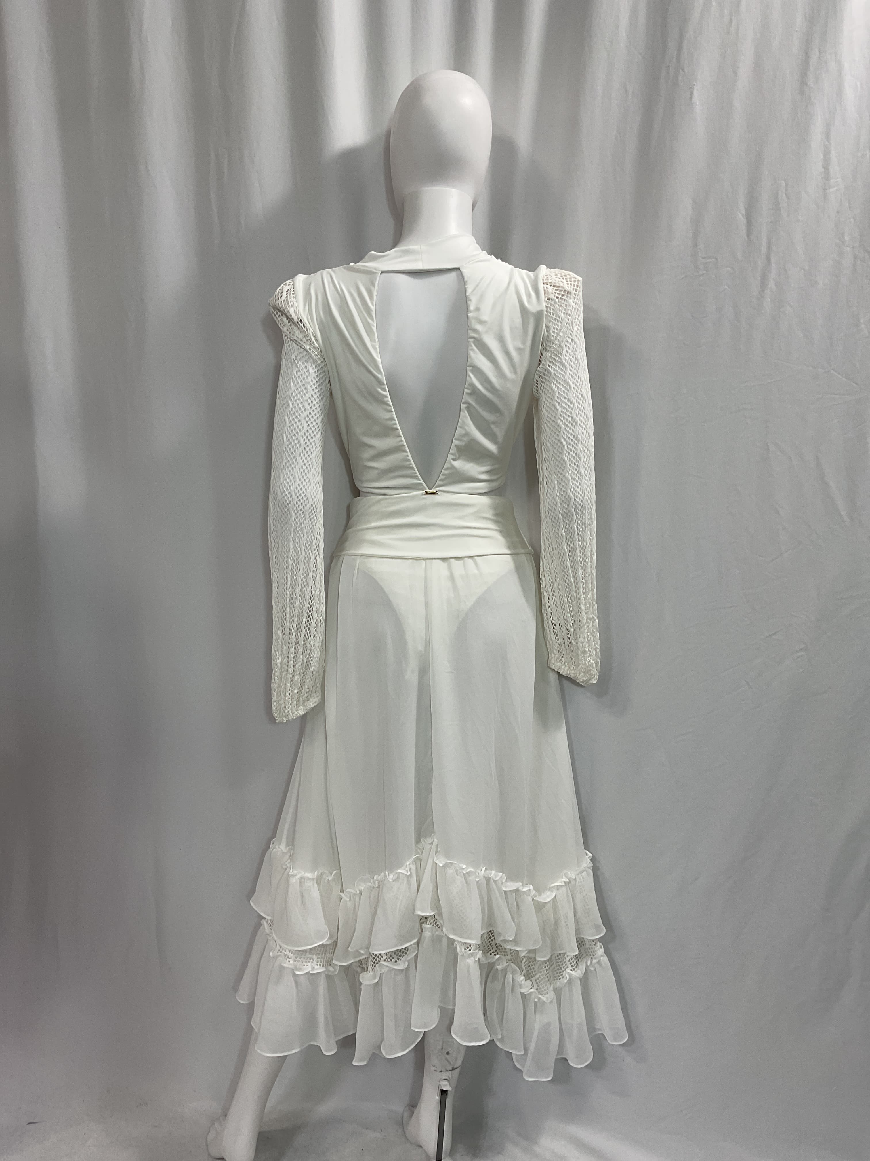 Plunge Lace Sleeve Maxi Dress - Image 2