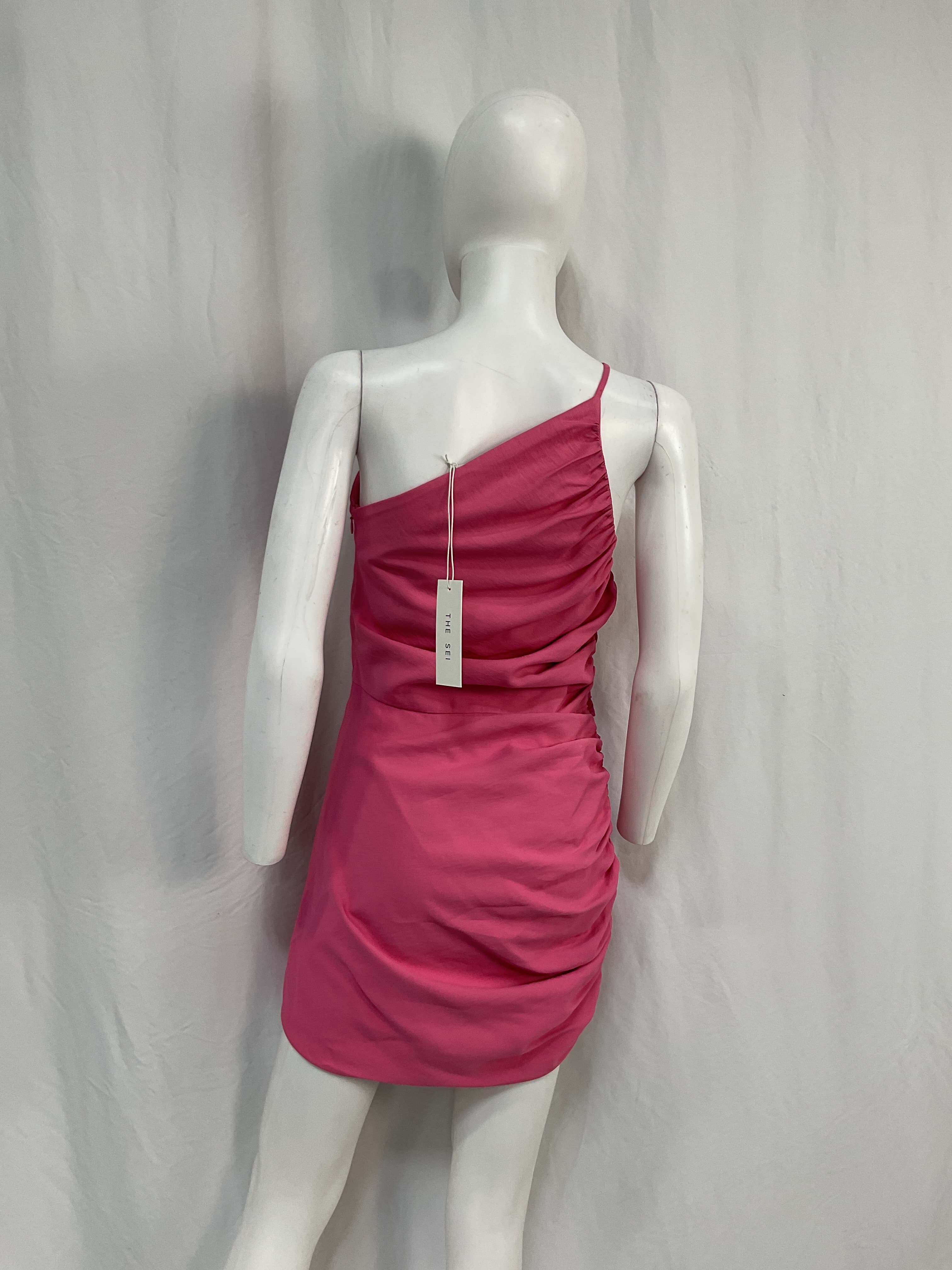 One-Shoulder Ruched Crepe Mini Dress - Image 2