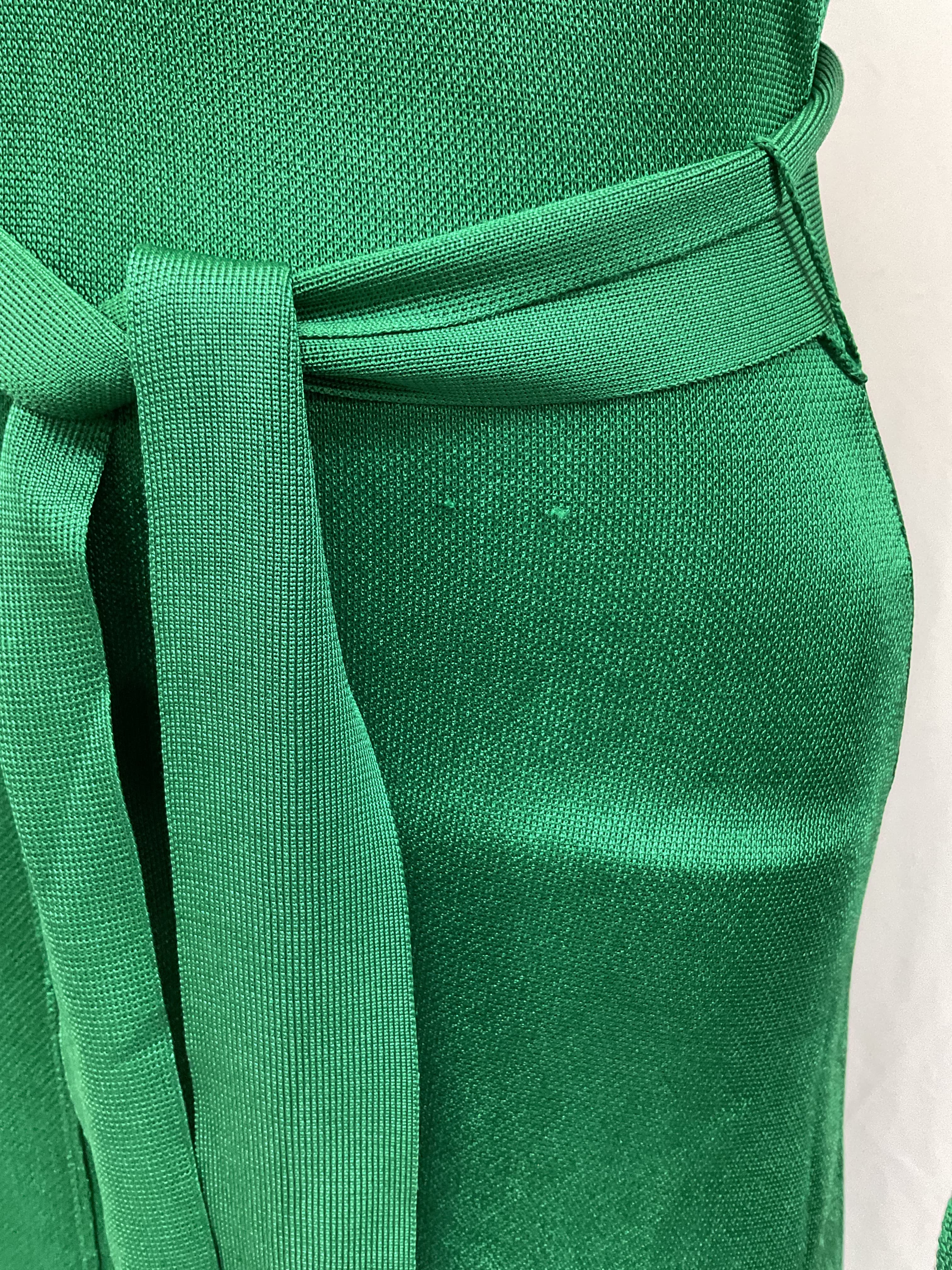 Viscose Blend Slinky Knit Belted Full Skirt Midaxi Dress - Image 3