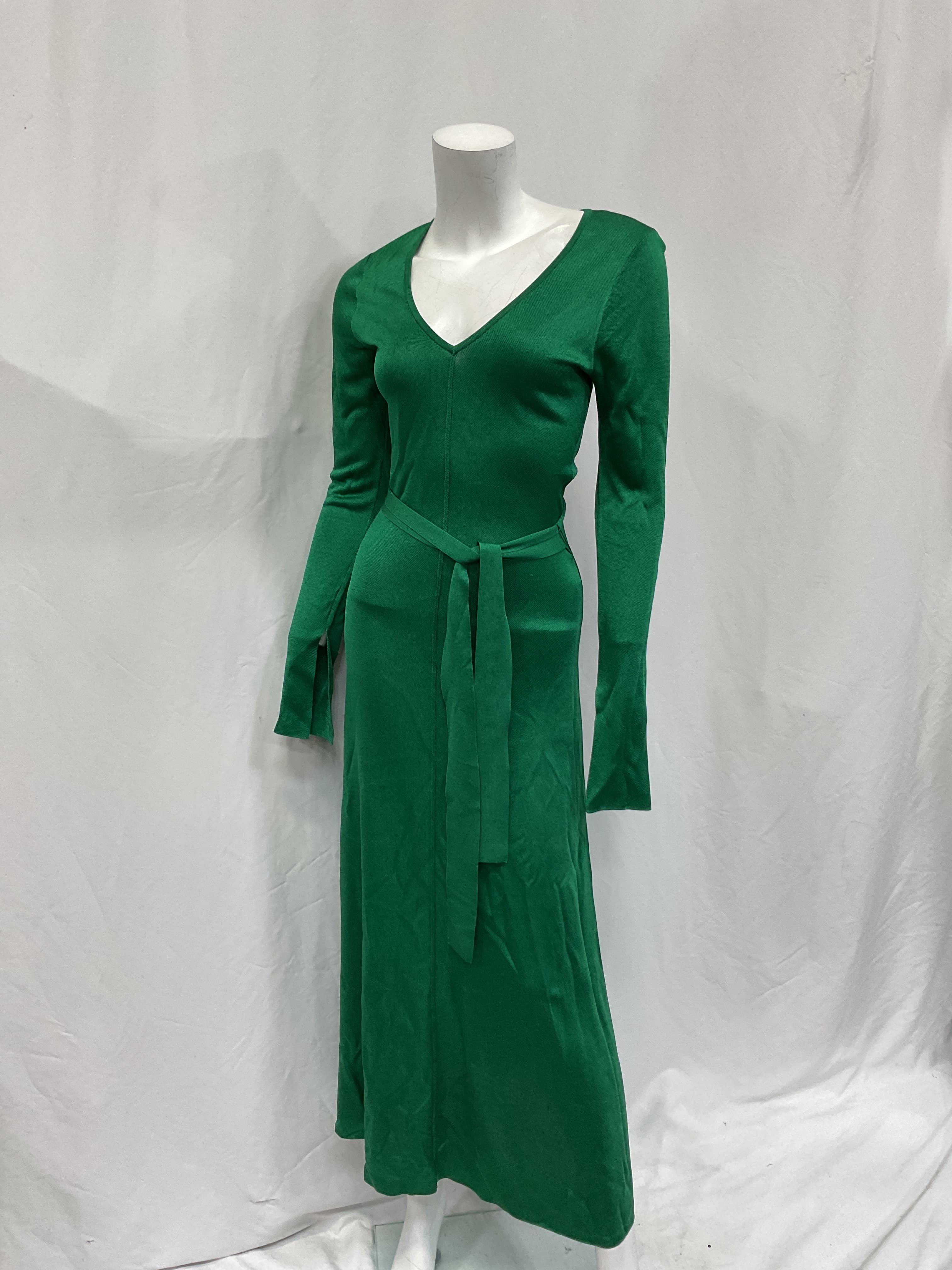 Viscose Blend Slinky Knit Belted Full Skirt Midaxi Dress - Image 2