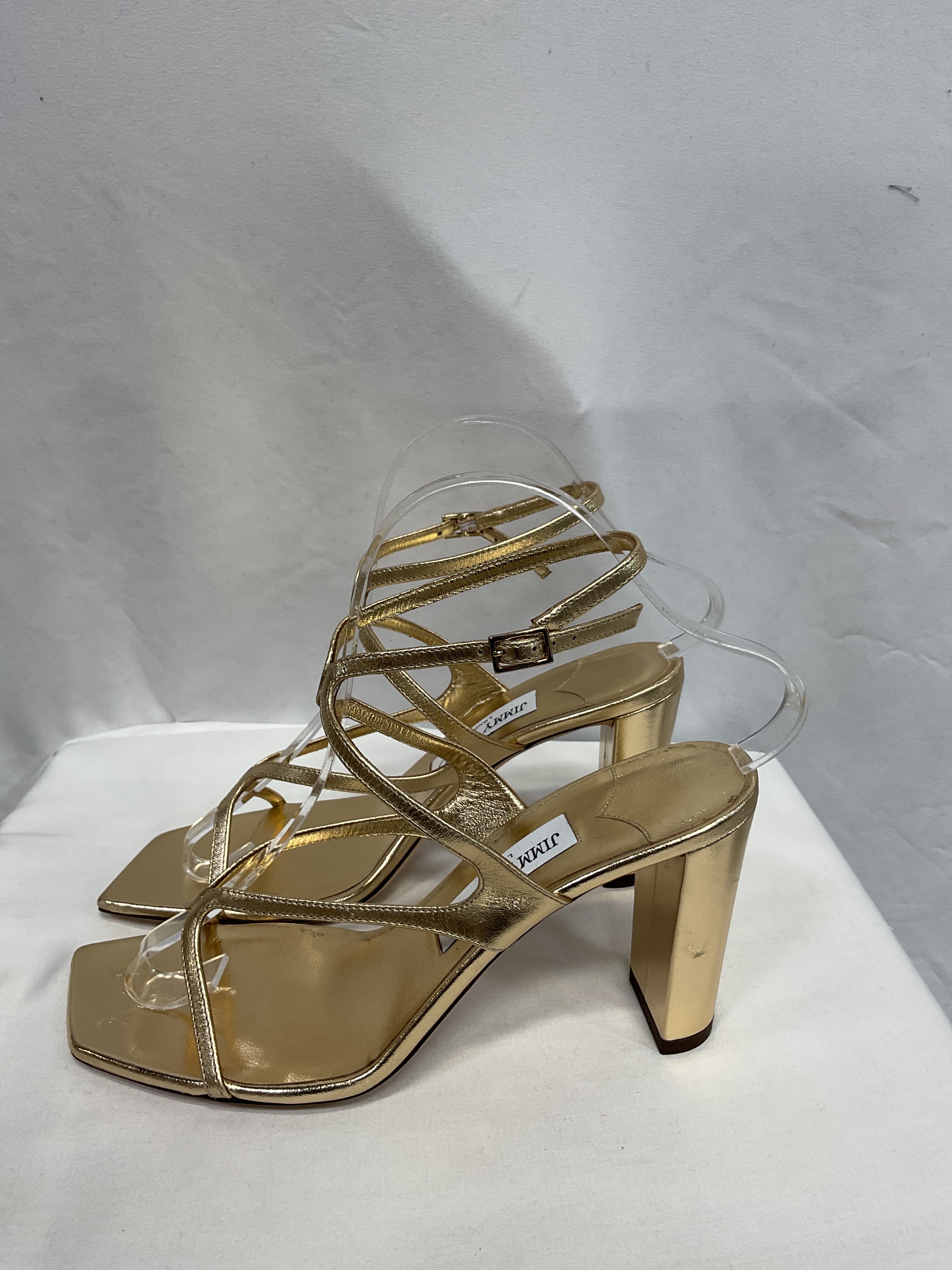 Azie 85 Square-Toe Metallic-Leather Sandals - Image 2
