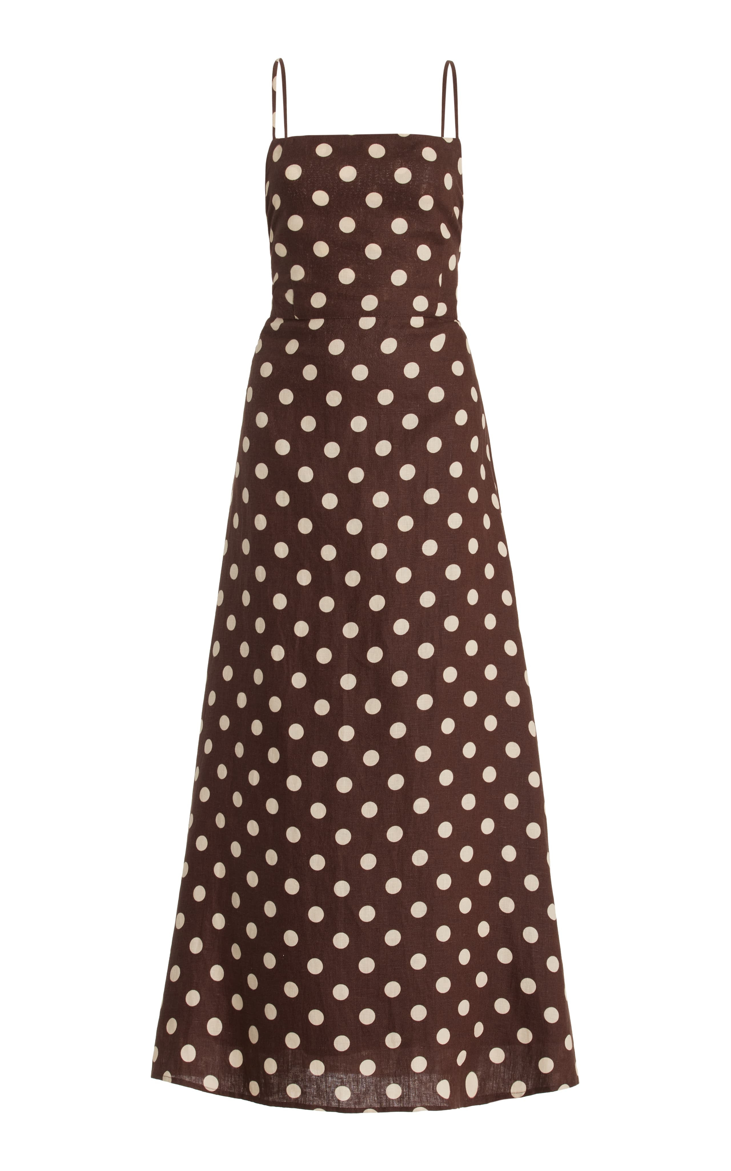 Lori Open-Back Polka-Dot Linen Maxi Dress - Image 1