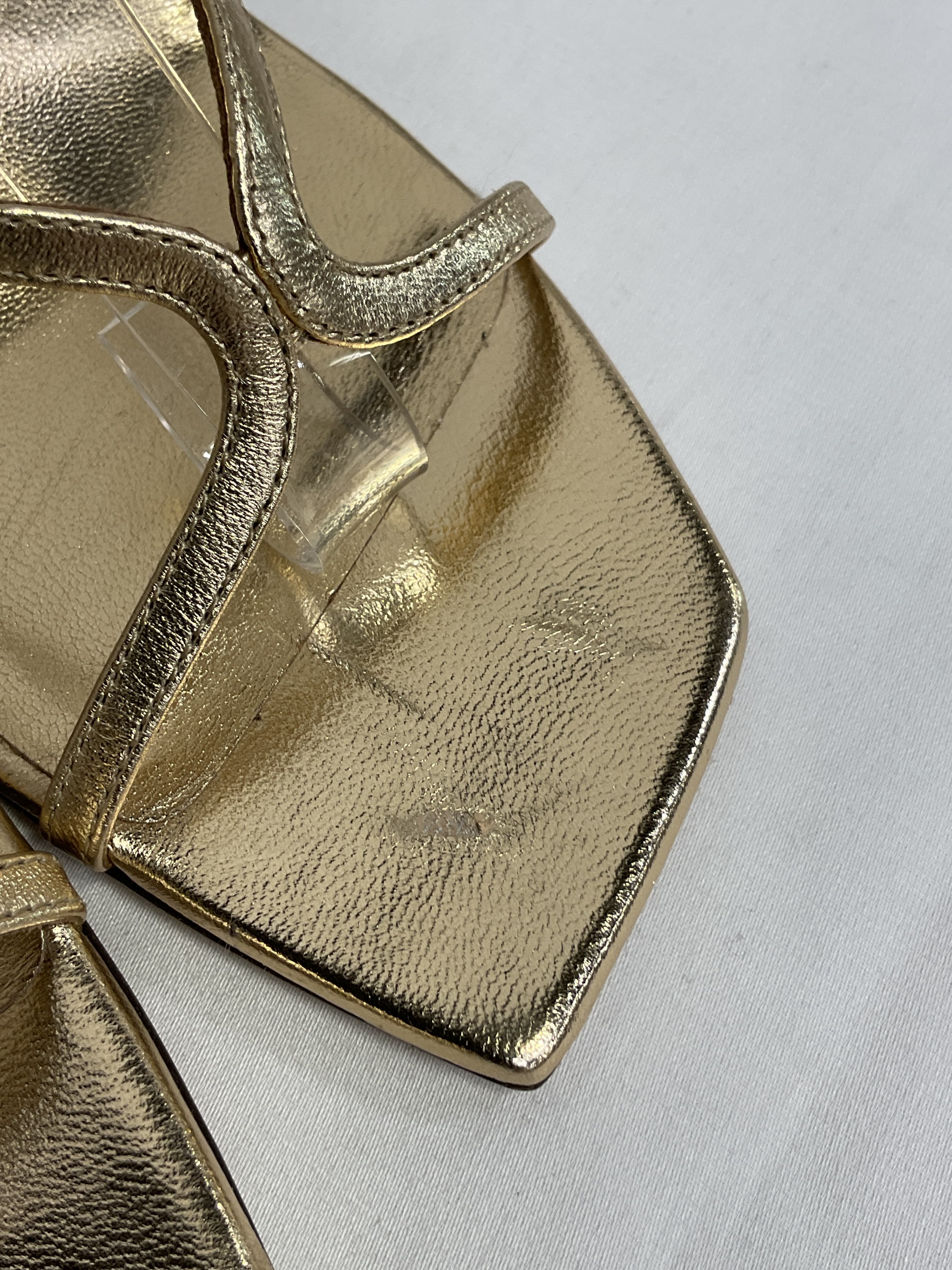 Azie 85 Square-Toe Metallic-Leather Sandals - Image 4