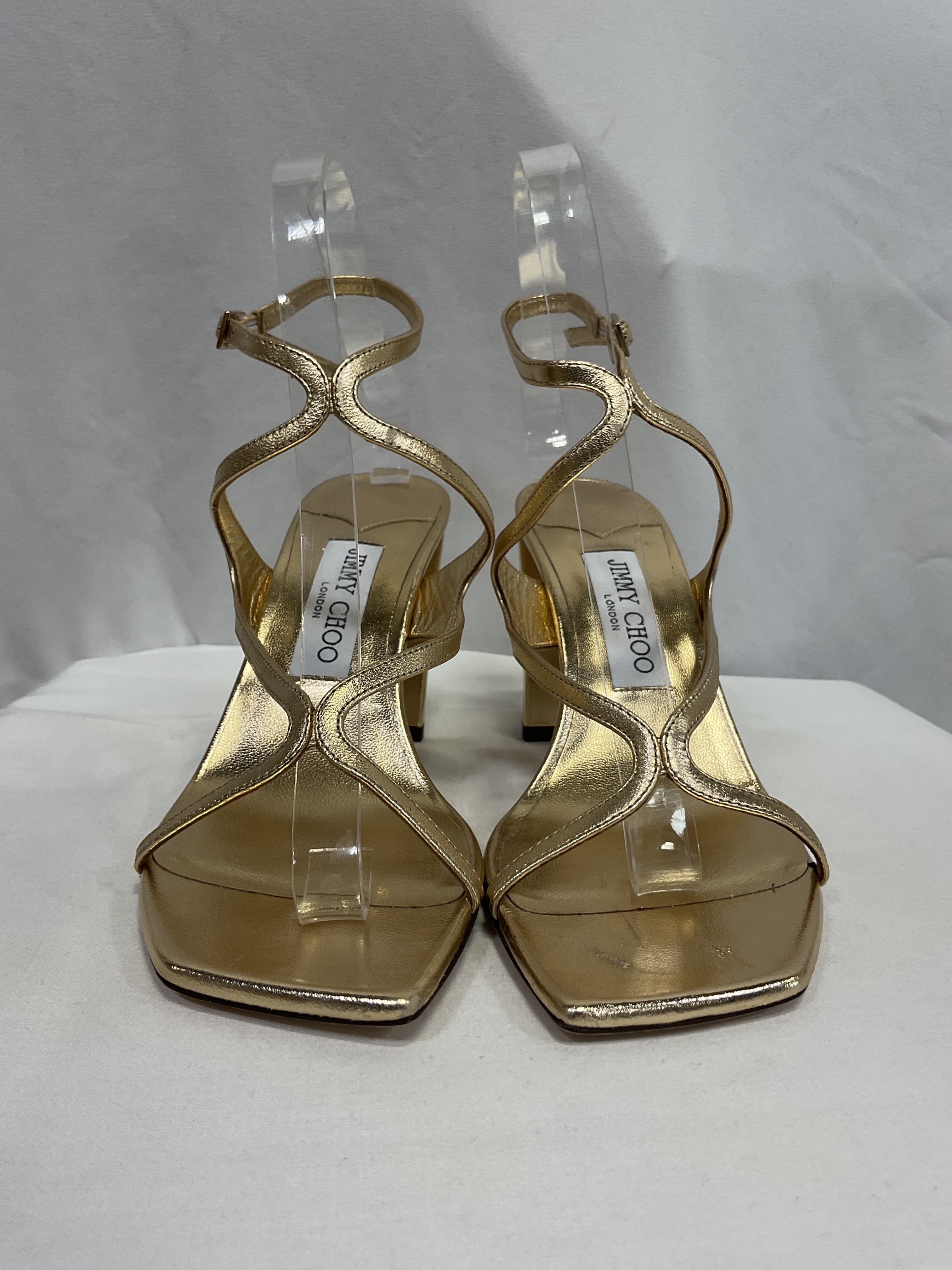 Azie 85 Square-Toe Metallic-Leather Sandals - Image 3