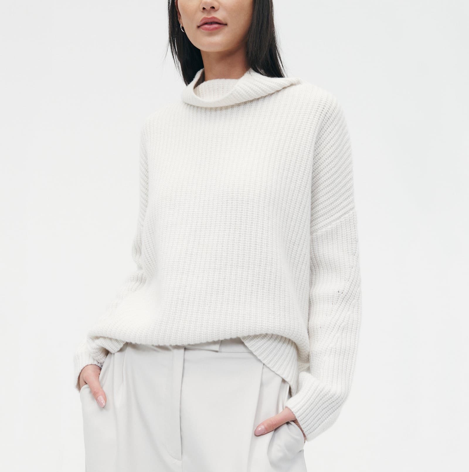 Merino Cashmere Oversized Ribbed Turtleneck - Image 1