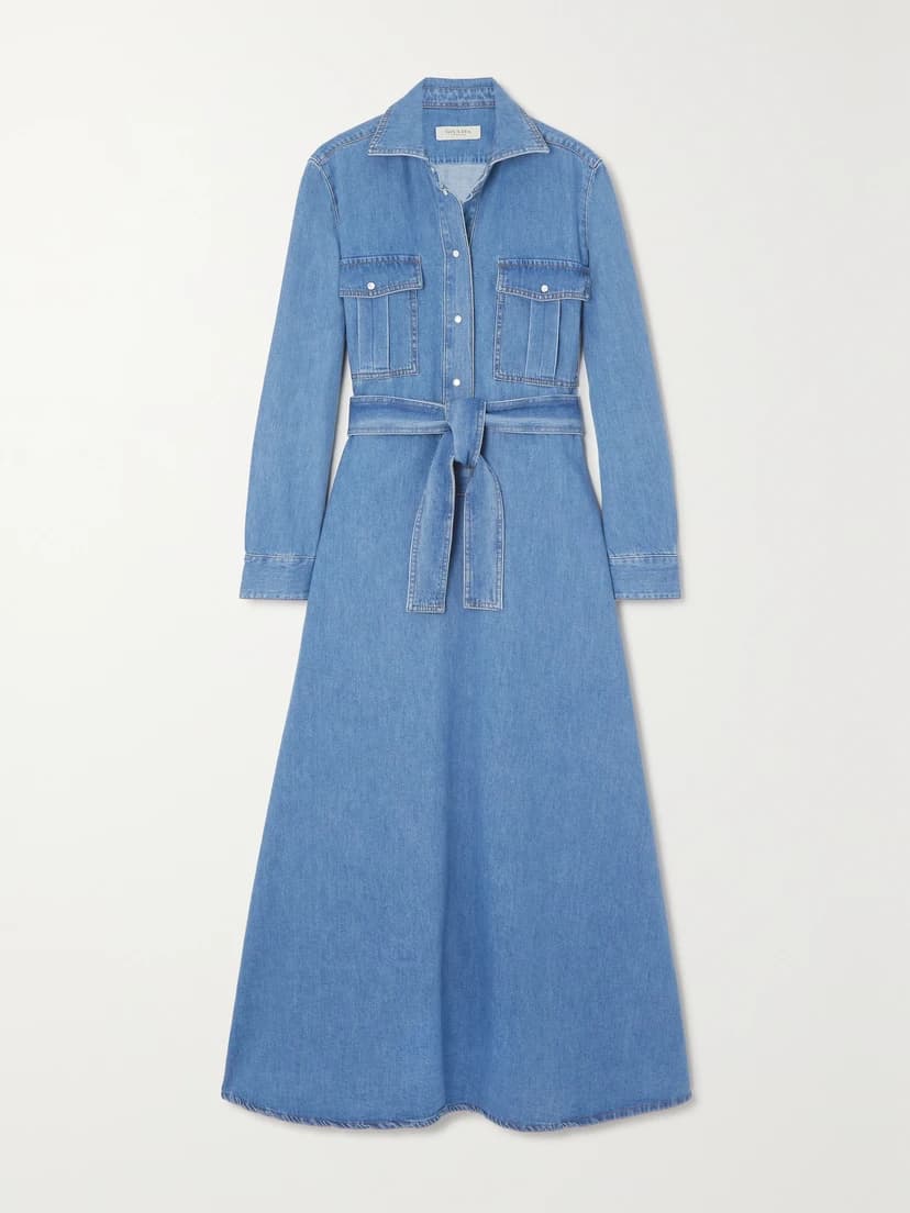 The Dora Belted Denim Maxi Shirt Dress - Image 1