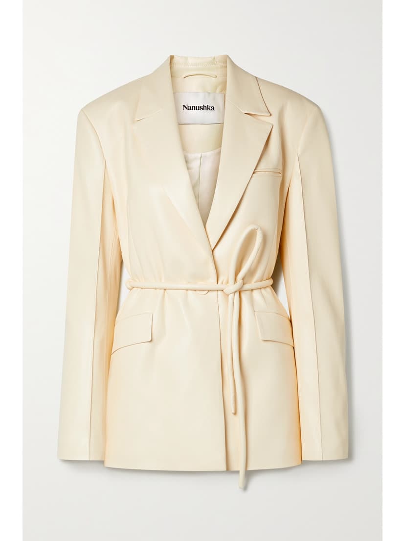 Mariko Belted Vegan Leather Blazer - Image 1