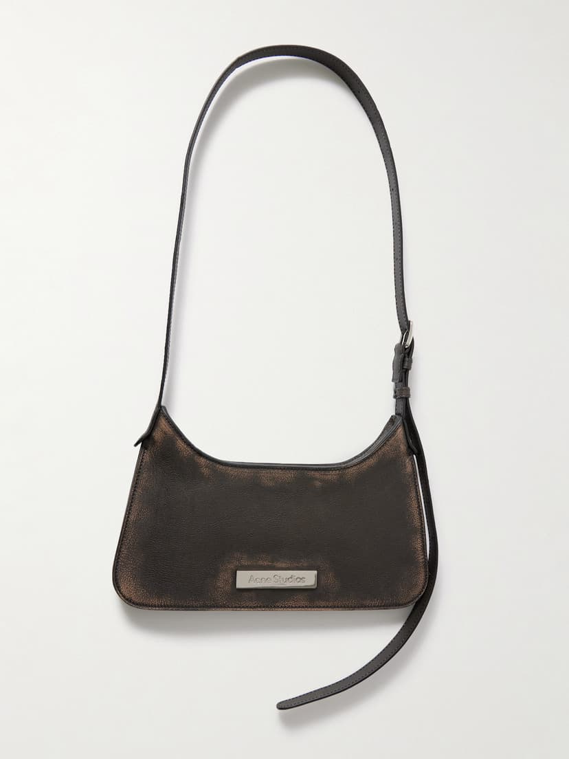 Embellished Textured-Leather Shoulder Bag - Image 1