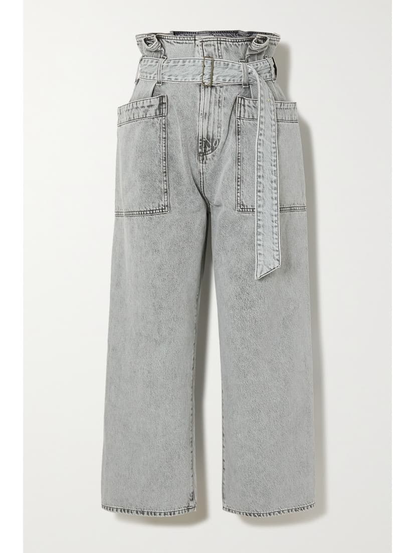 Aden Belted High-Rise Wide-Leg Jeans - Image 1