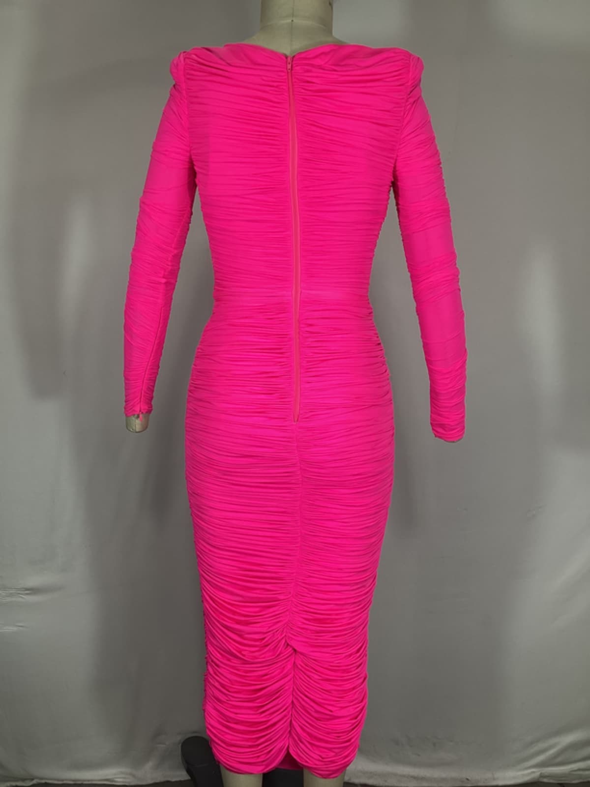 Stanton Ruched Neon Stretch-Jersey Midi Dress - Image 4