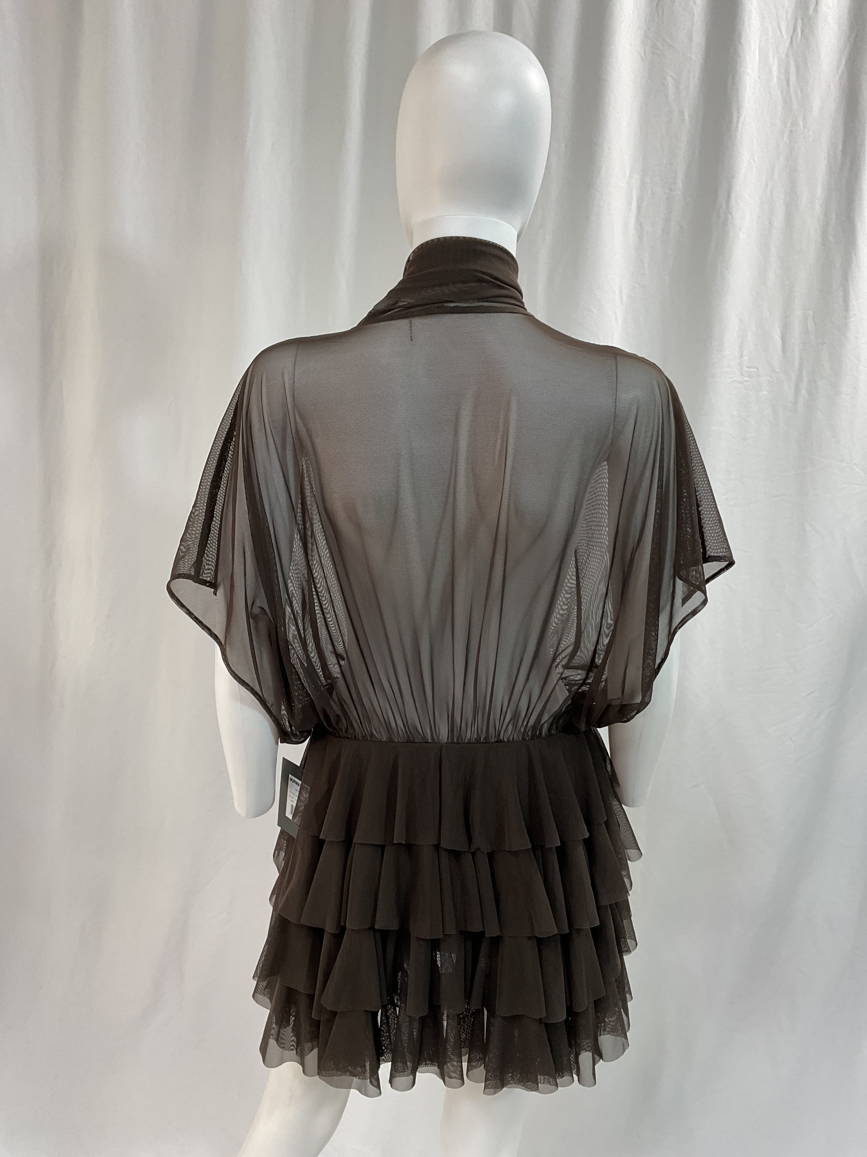 Lauren Tie-Neck Ruffled Stretch-Mesh Mini Dress - Image 2