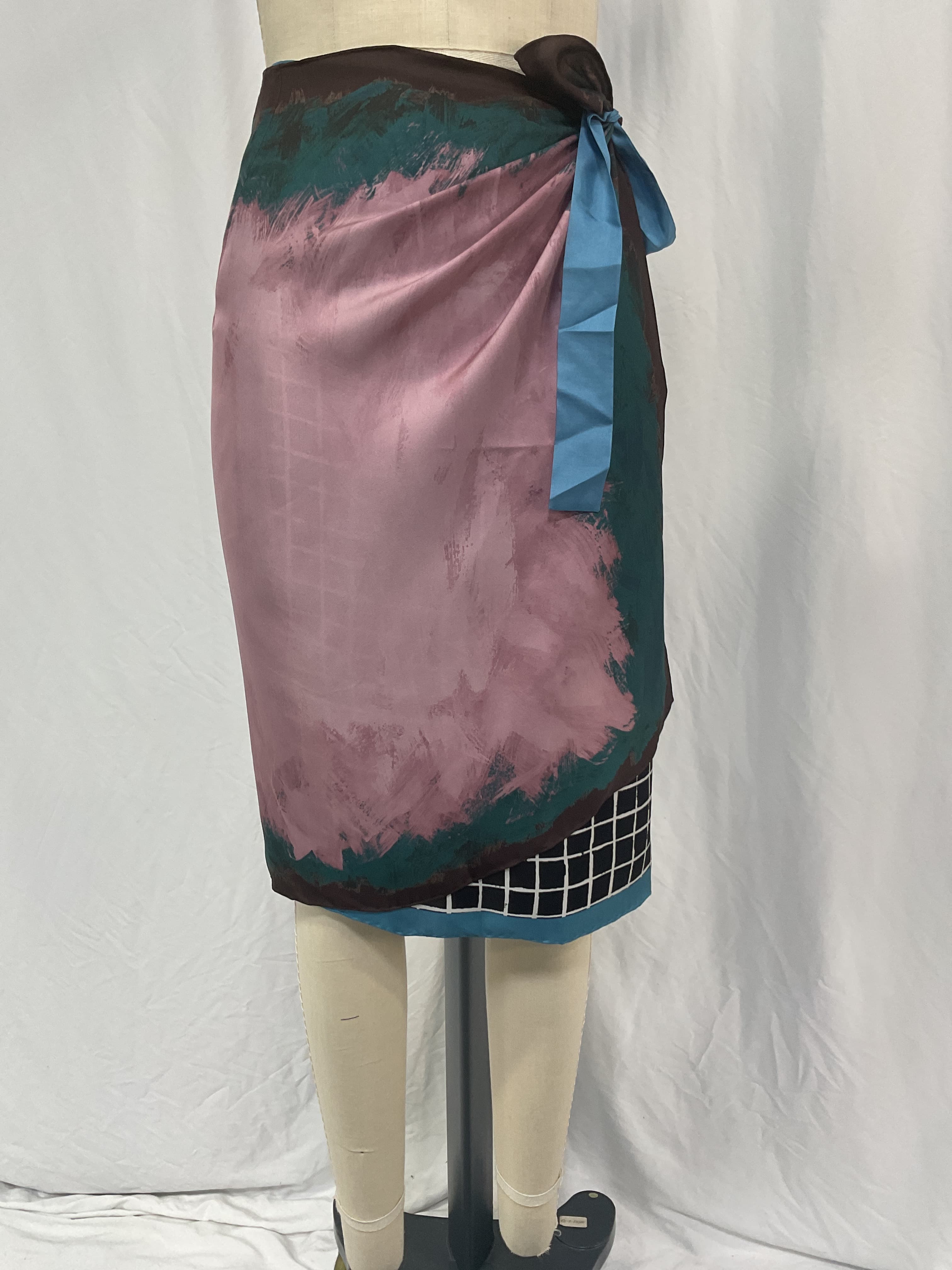 Reversible Paneled Printed Silk Midi Wrap Skirt - Image 2
