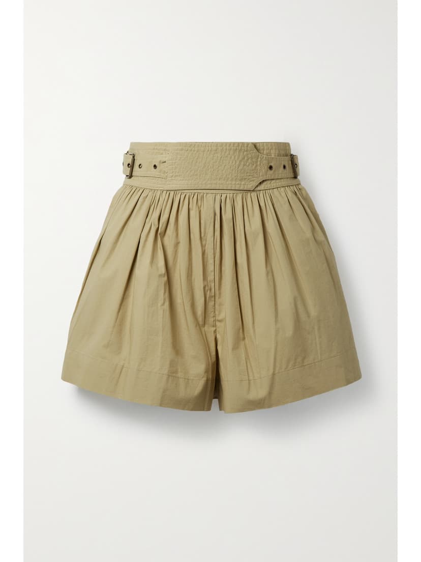 Adeline Belted Cotton-Poplin Shorts - Image 1