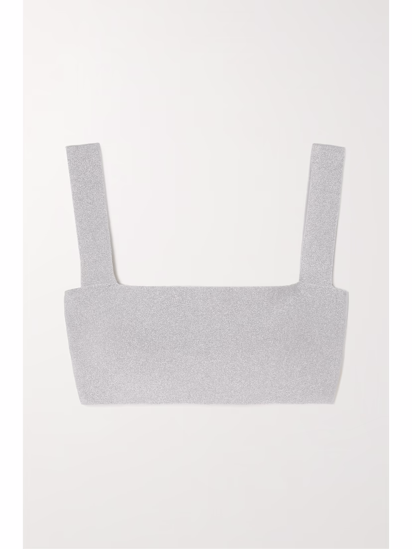 Vb Body Cropped Metallic Stretch-Knit Top - Image 1