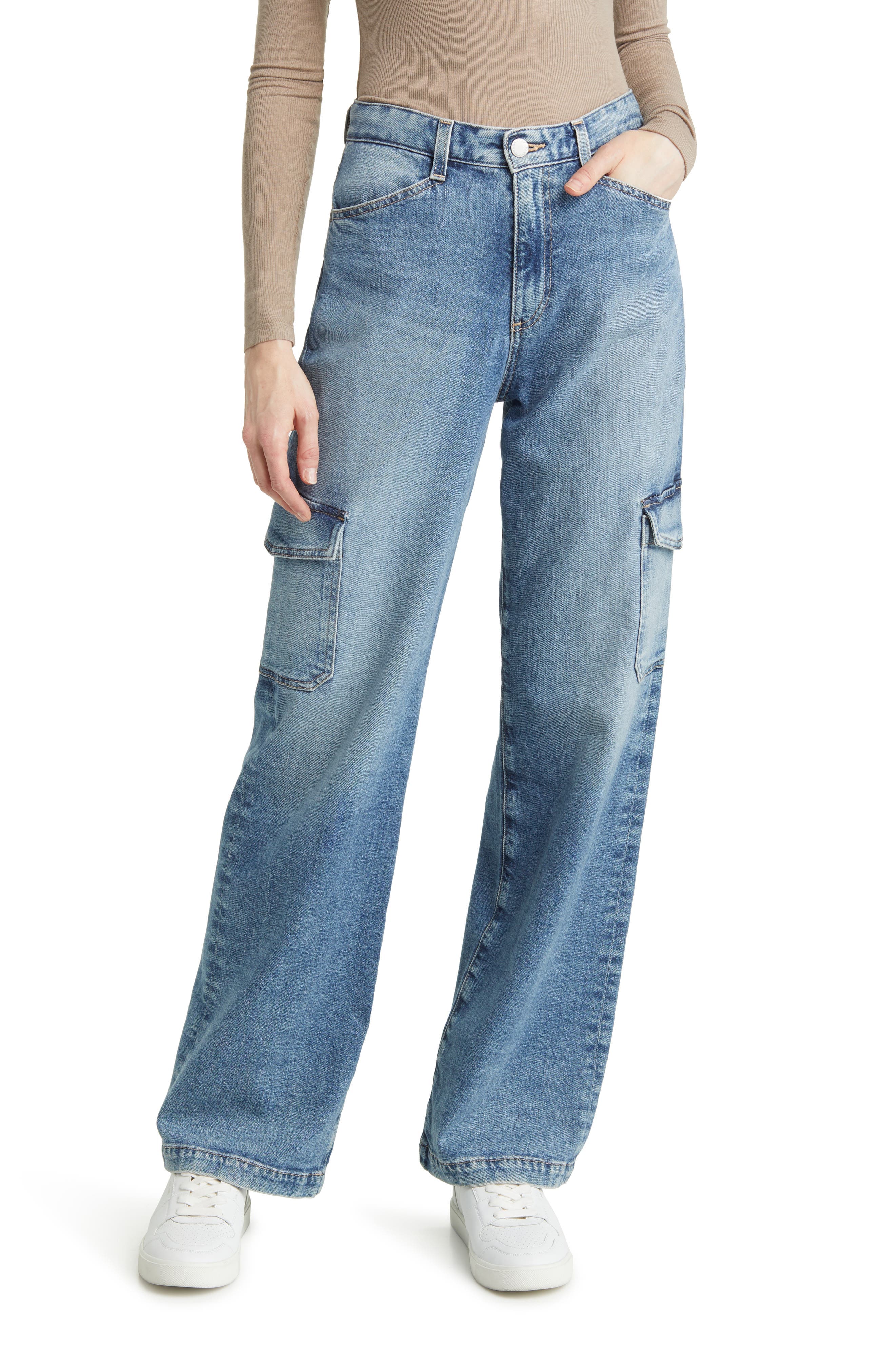 Gatina High Waist Wide Leg Cargo Jeans - Image 1