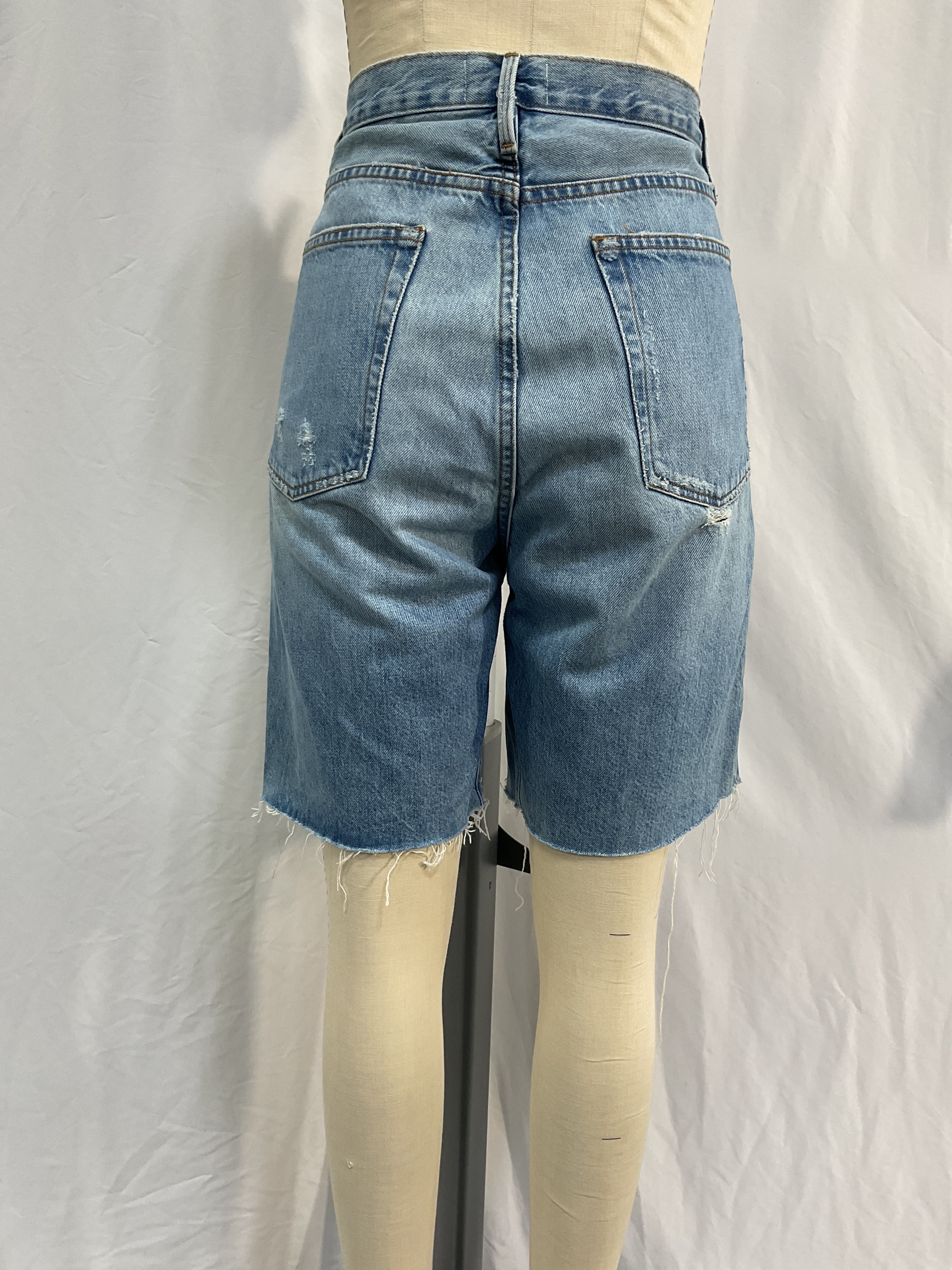 Degradable High Waist Bermuda Denim Shorts - Image 2